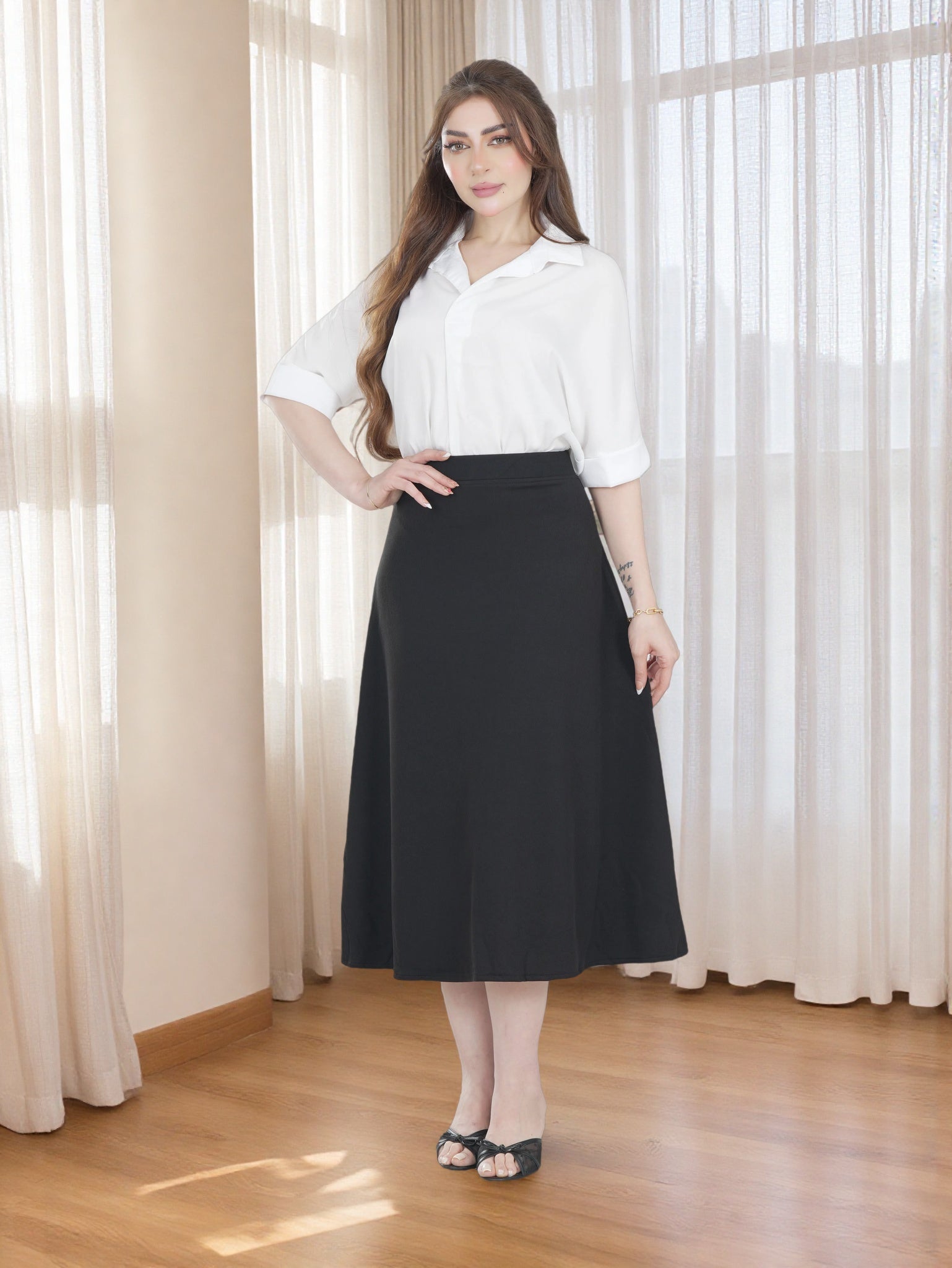 Women Elegant A-Line Midi Skirt – FineLook