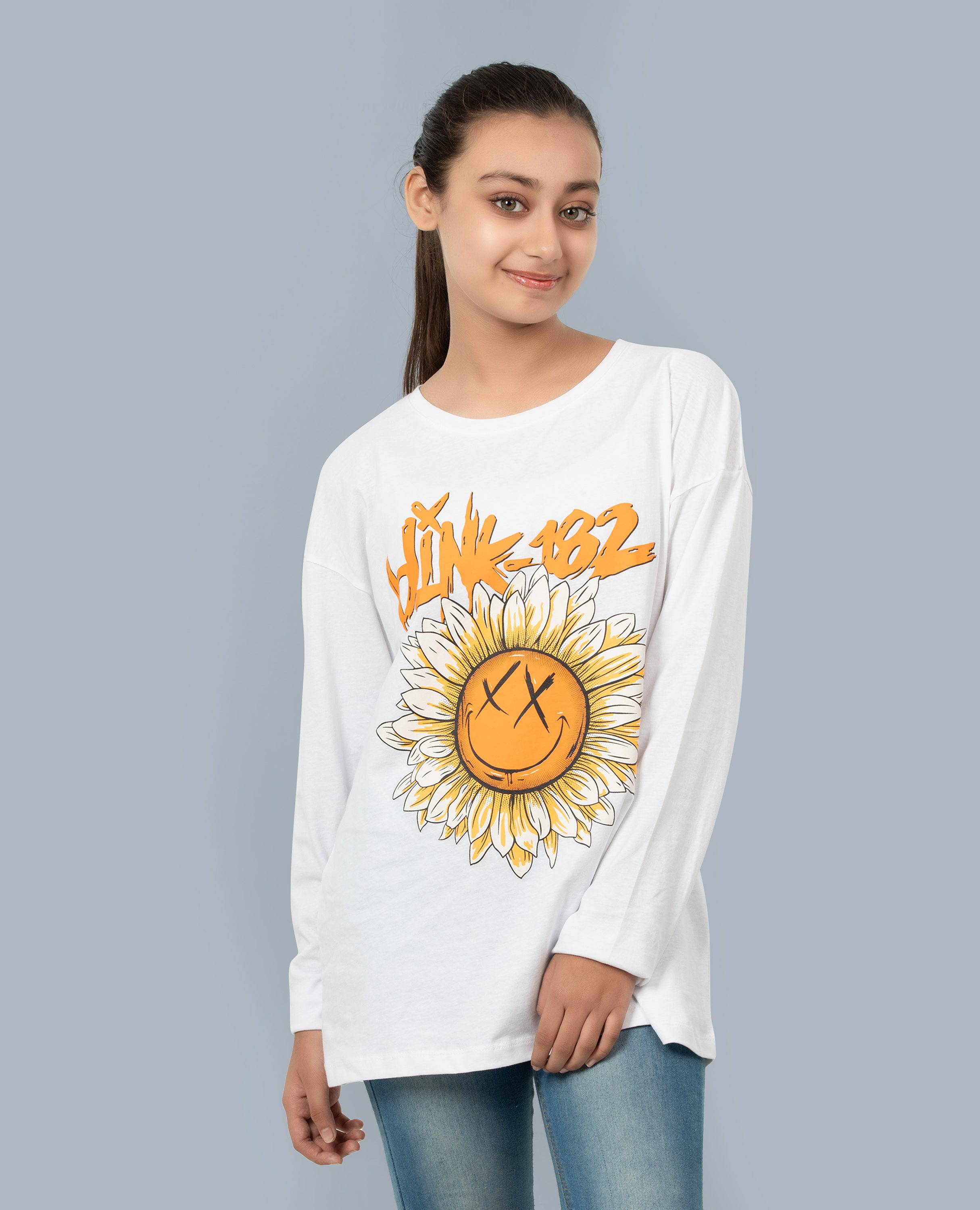 Girl’s Drop Shoulder Long Sleeve T-shirt.