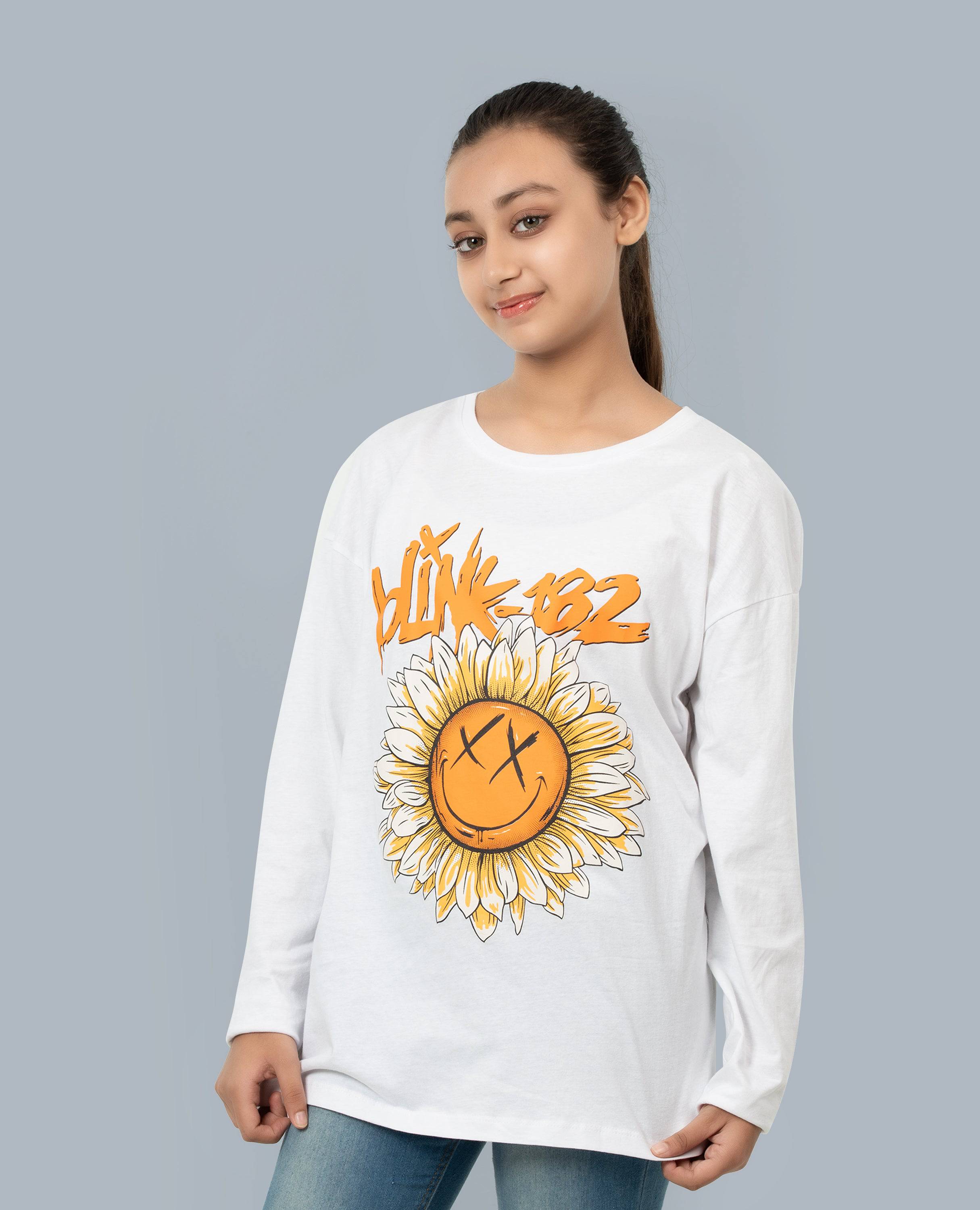 Girl’s Drop Shoulder Long Sleeve T-shirt.