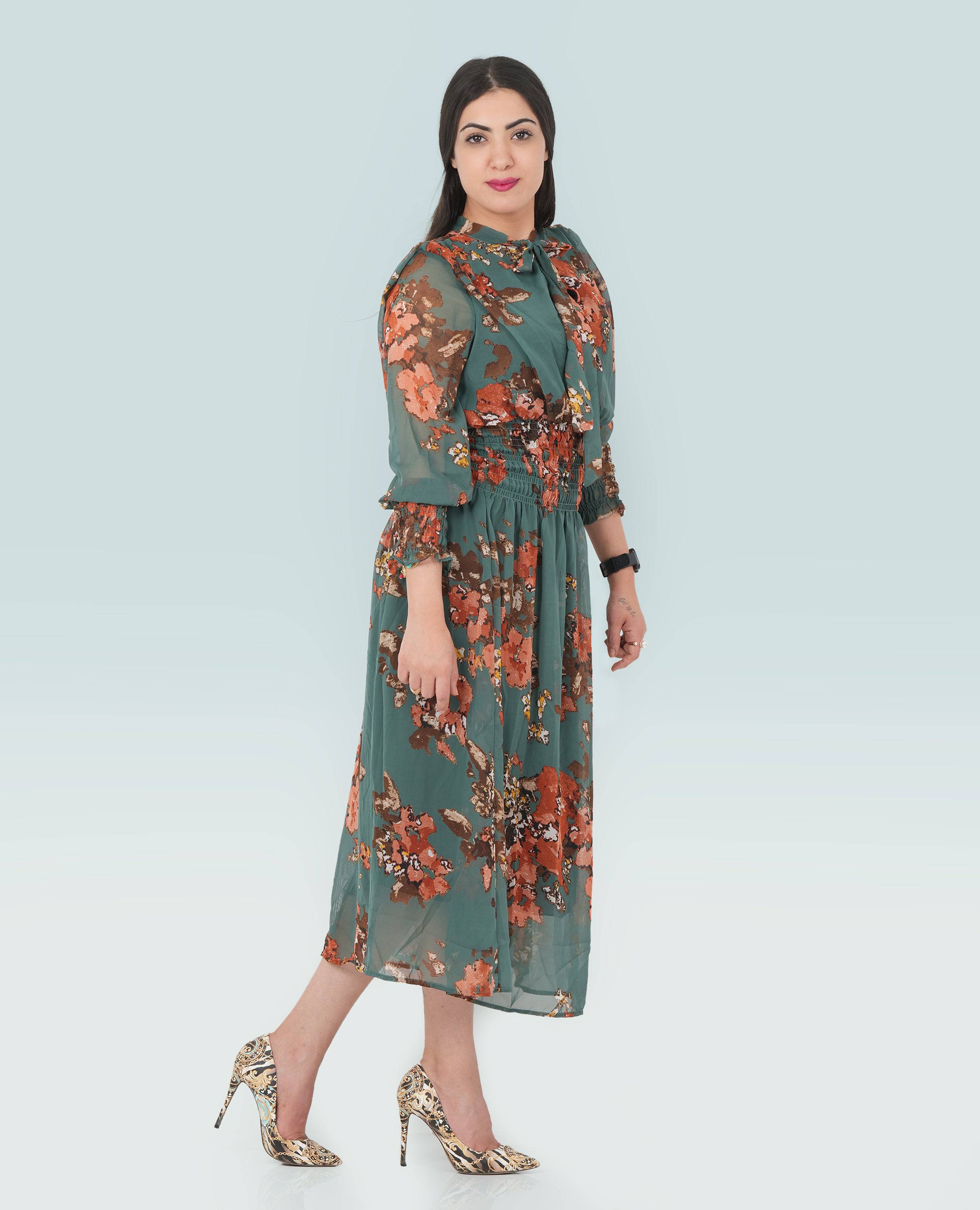 Elegant Maxi Tie Neck Dress for Women.