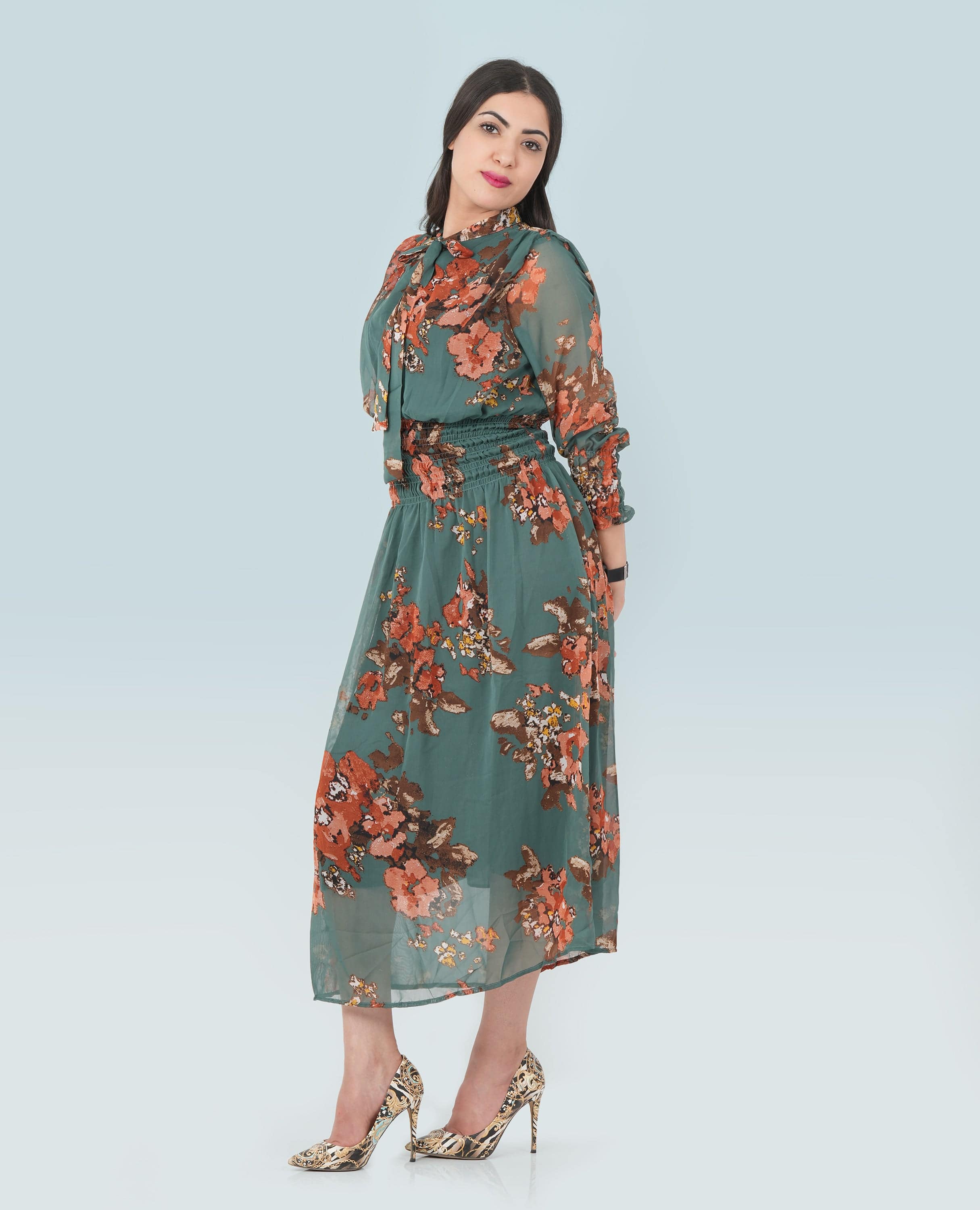 Elegant Maxi Tie Neck Dress for Women.