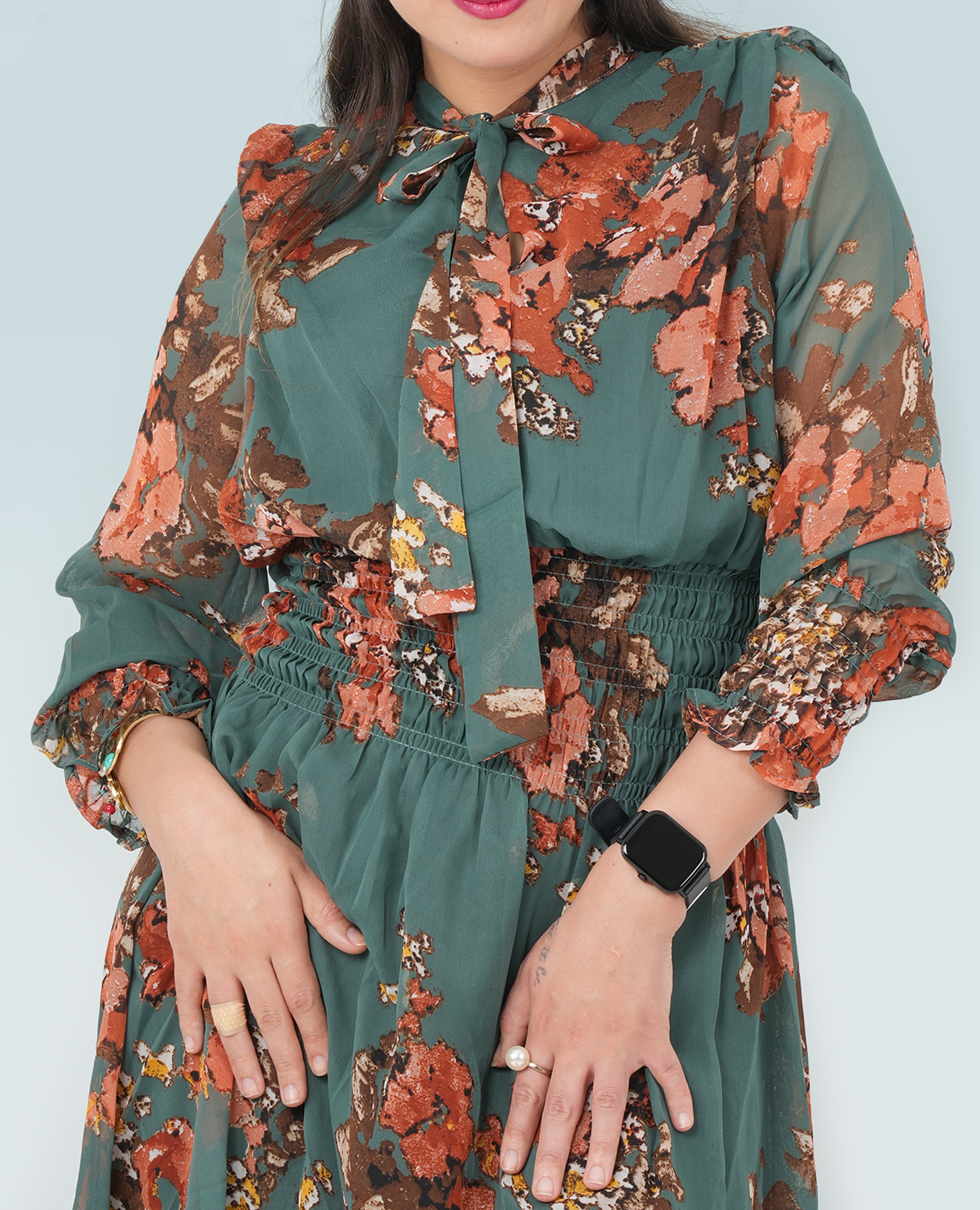 Elegant Maxi Tie Neck Dress for Women.