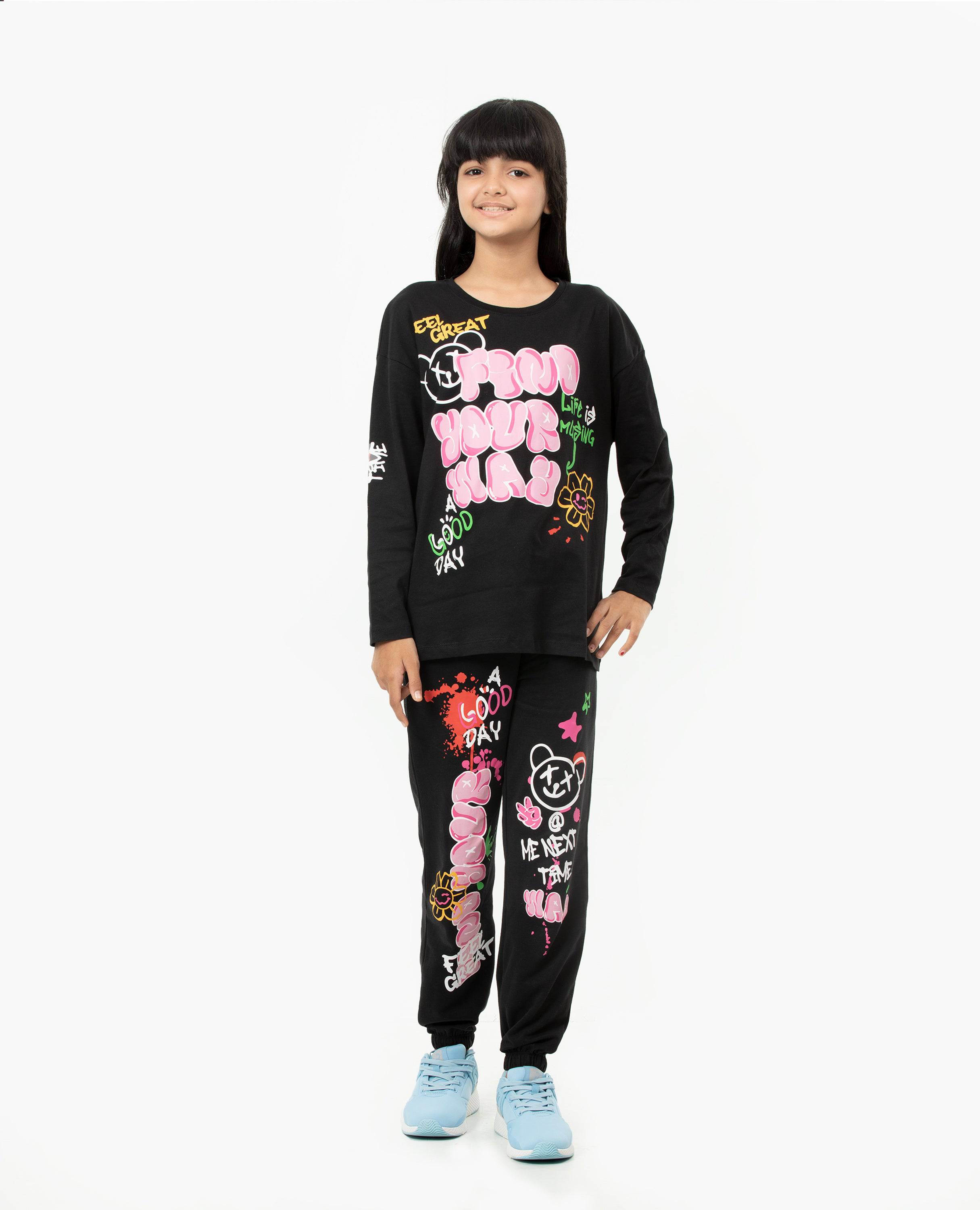 Girl's Feel Great Long Sleeve T-shirt & Bottom Set.