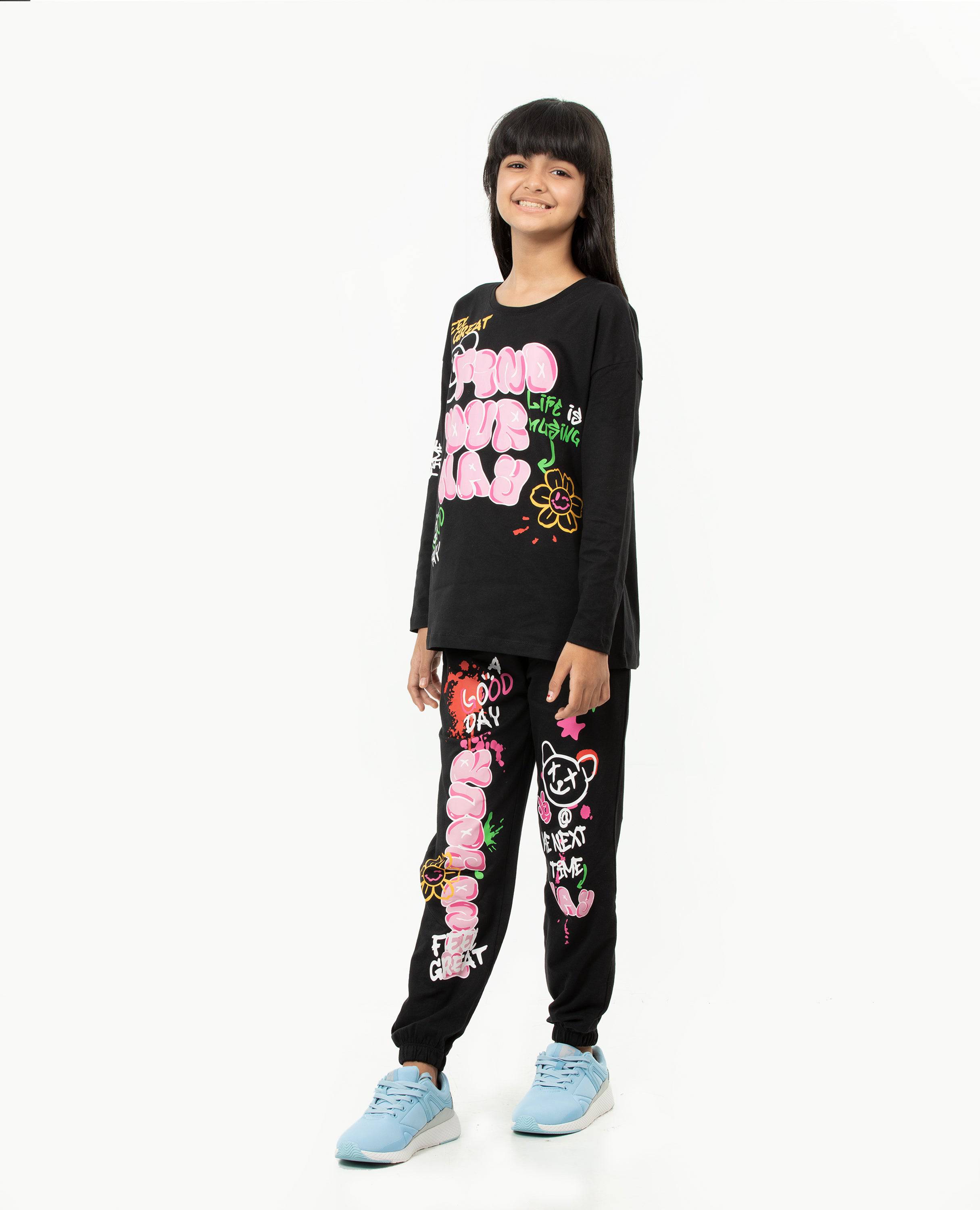 Girl's Feel Great Long Sleeve T-shirt & Bottom Set.