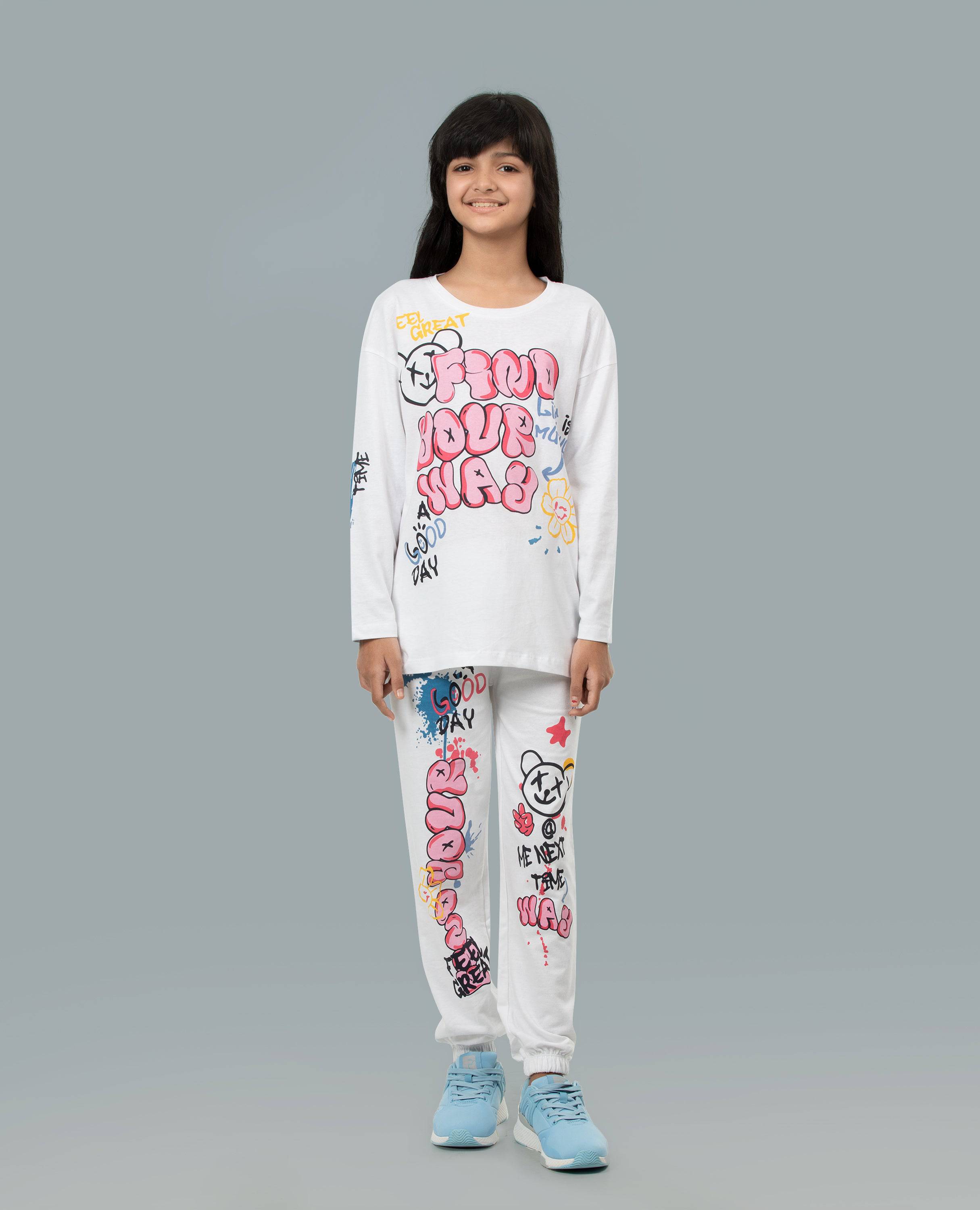 Girl's Feel Great Long Sleeve T-shirt & Bottom Set.
