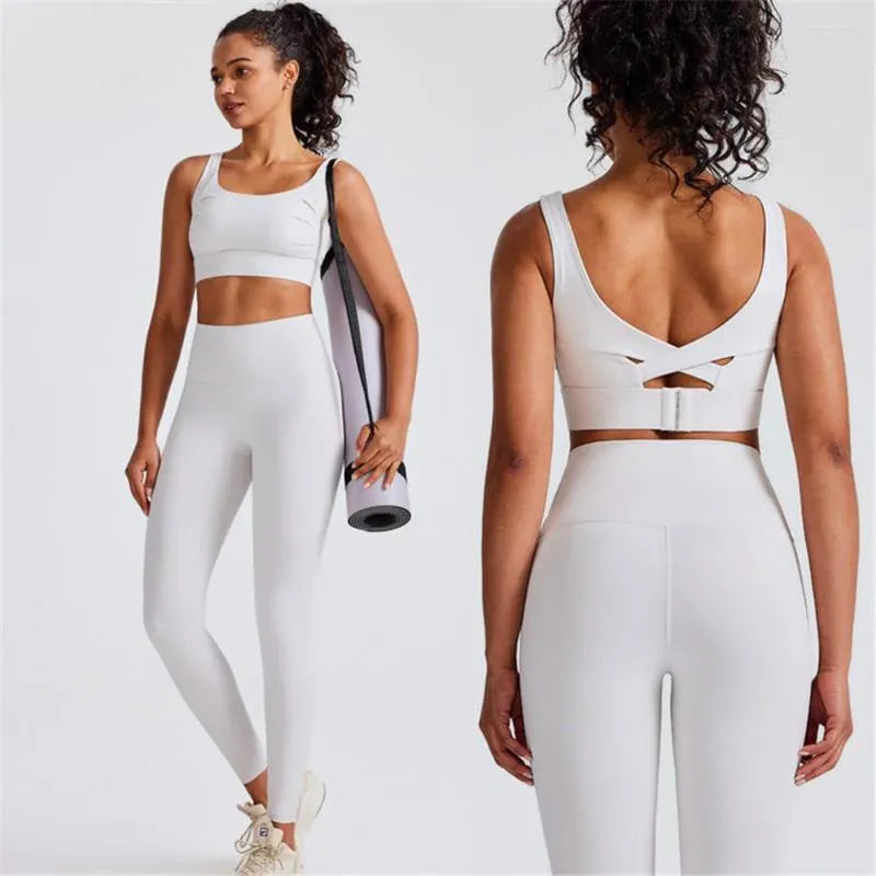 2-Piece Cross Back Sports top and Yoga Leggings.