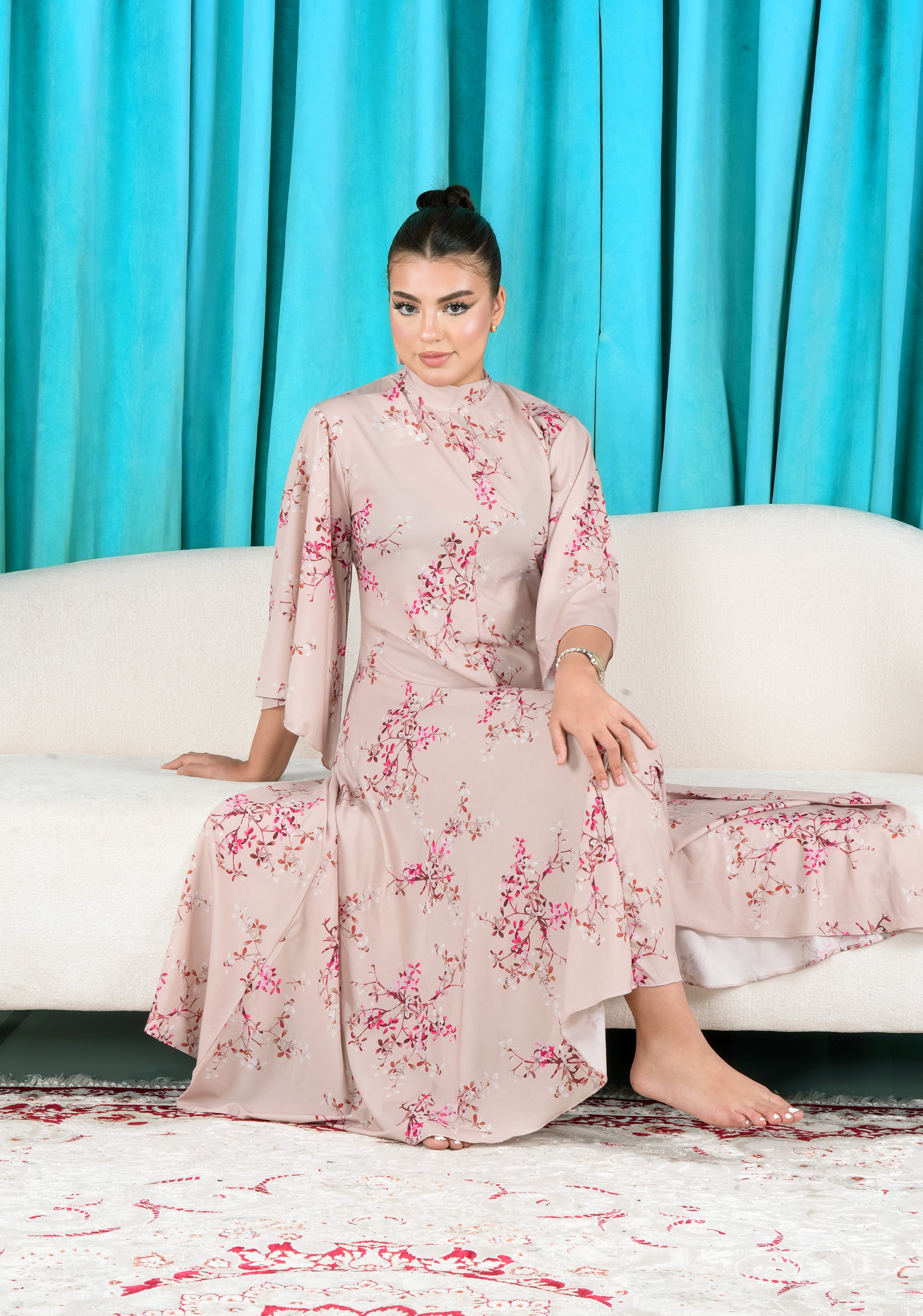 Floral Dress with Flared Sleeve - Finelook FineLook Floral Dress with Flared Sleeve - Finelook FineLook