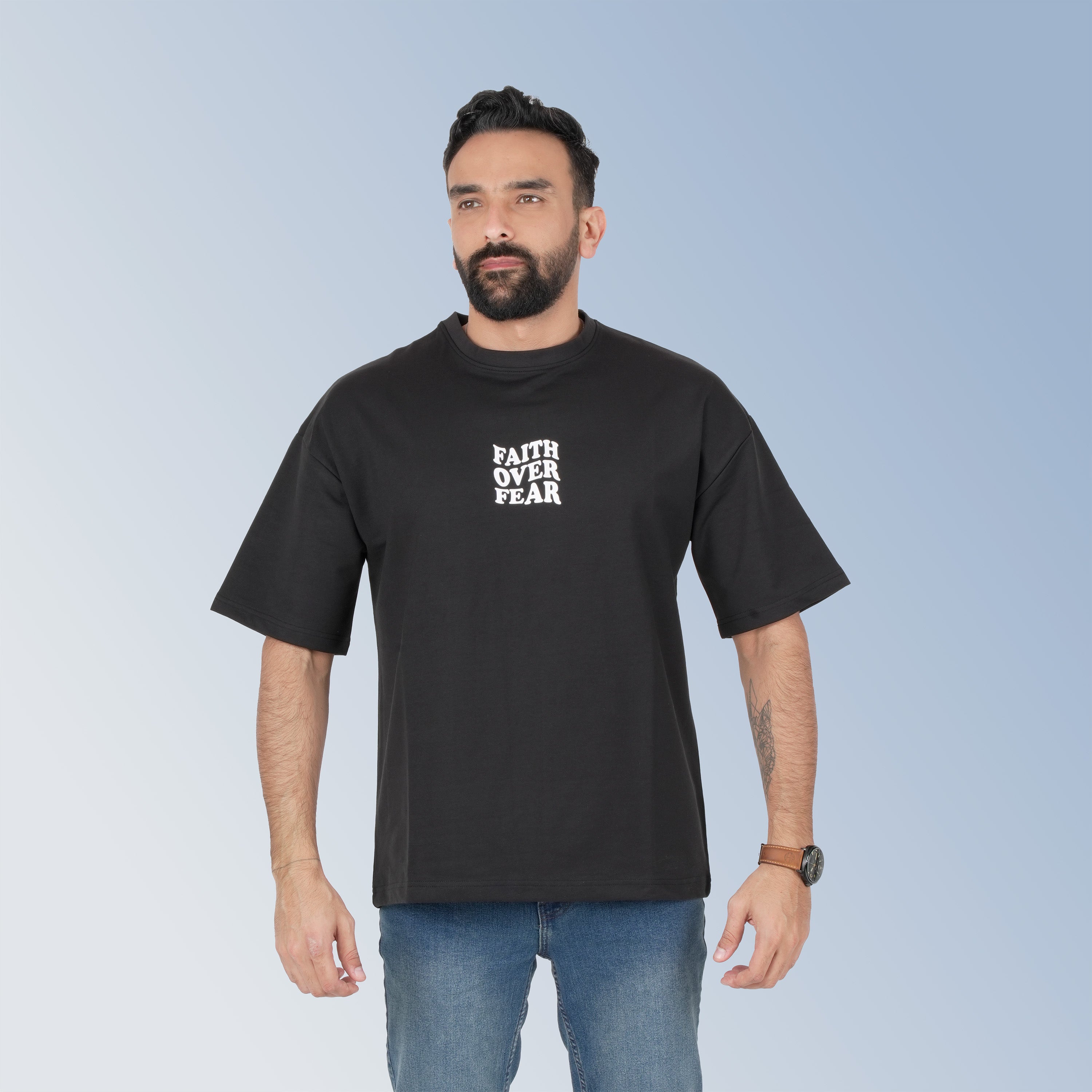 Mens Crew Neck T-Shirt - Full Back Print.