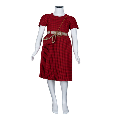 Girl Belt -waist pleated dress