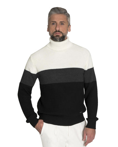 Men's Turtleneck Color-Block Sweater
