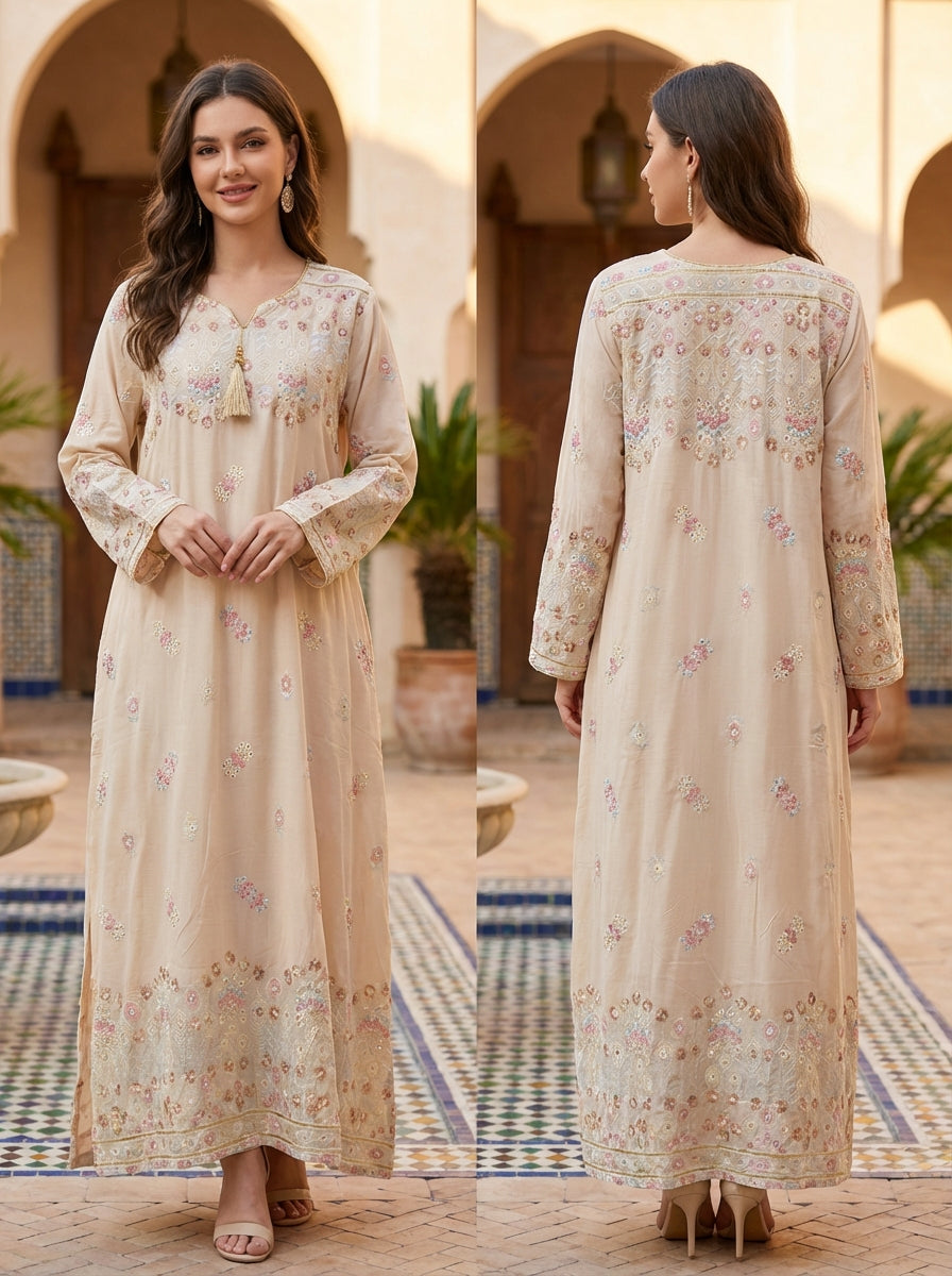 Women Elegance Embroidered Maxi Dress All-Over Print FineLook Women Elegance Embroidered Maxi Dress All-Over Print FineLook