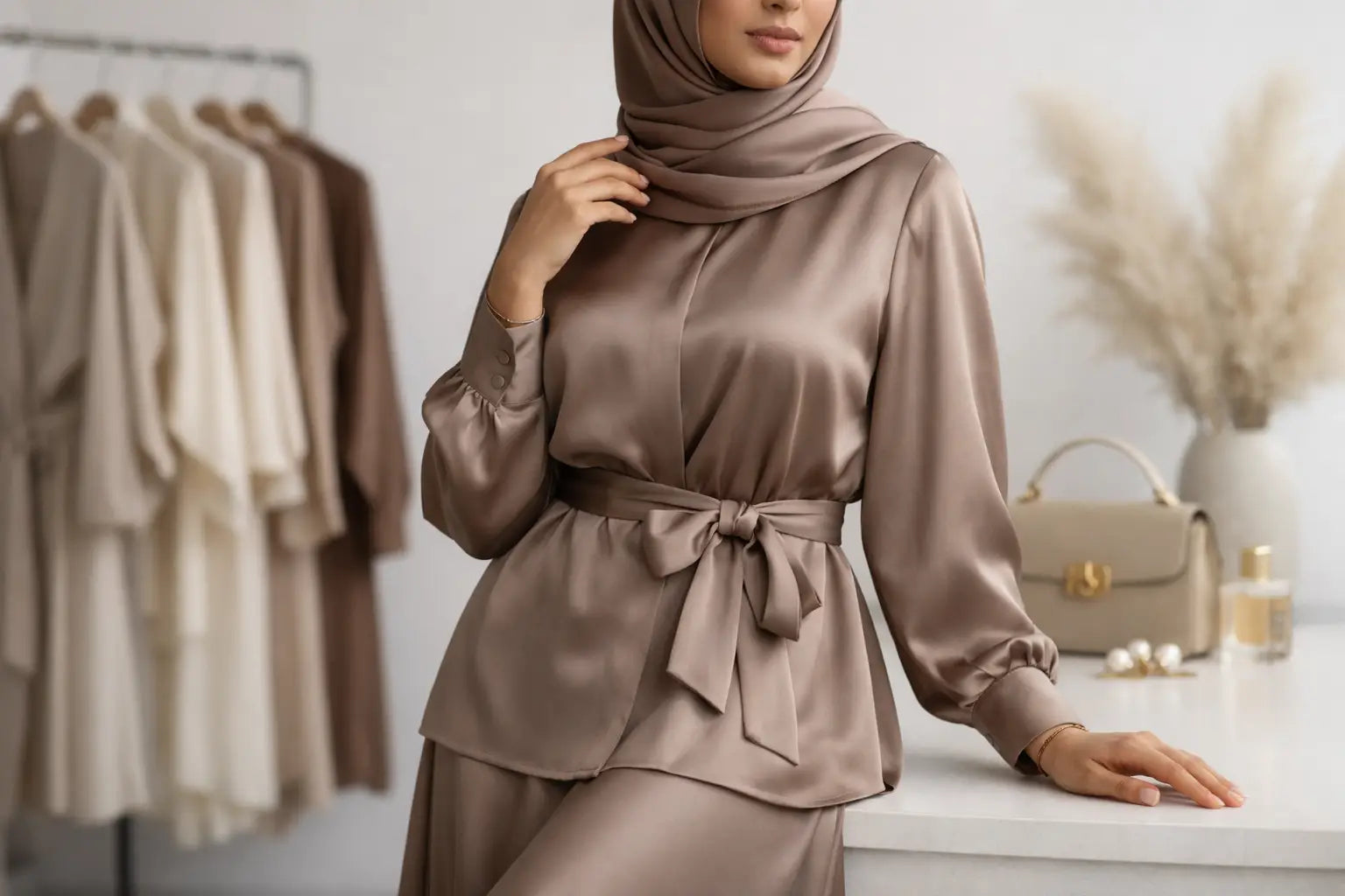 كيفية اختيار طقم ساتان محتشم بإطلالة أنيقة