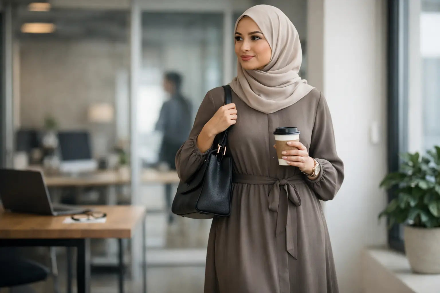 كيفية تنسيق فستان طويل محتشم للعمل بأناقة