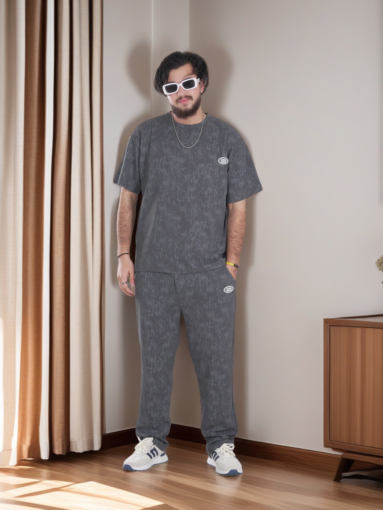 Men Oversized Streetwear T-Shirt and Trouser Set