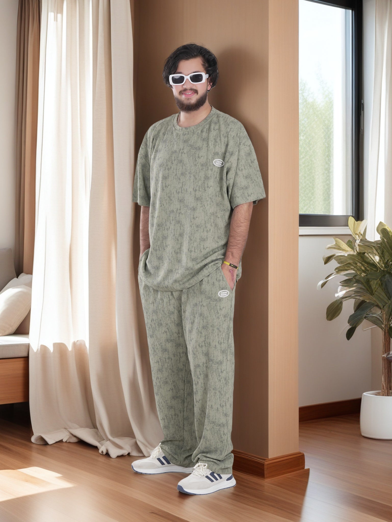 Men Oversized Streetwear T-Shirt and Trouser Set