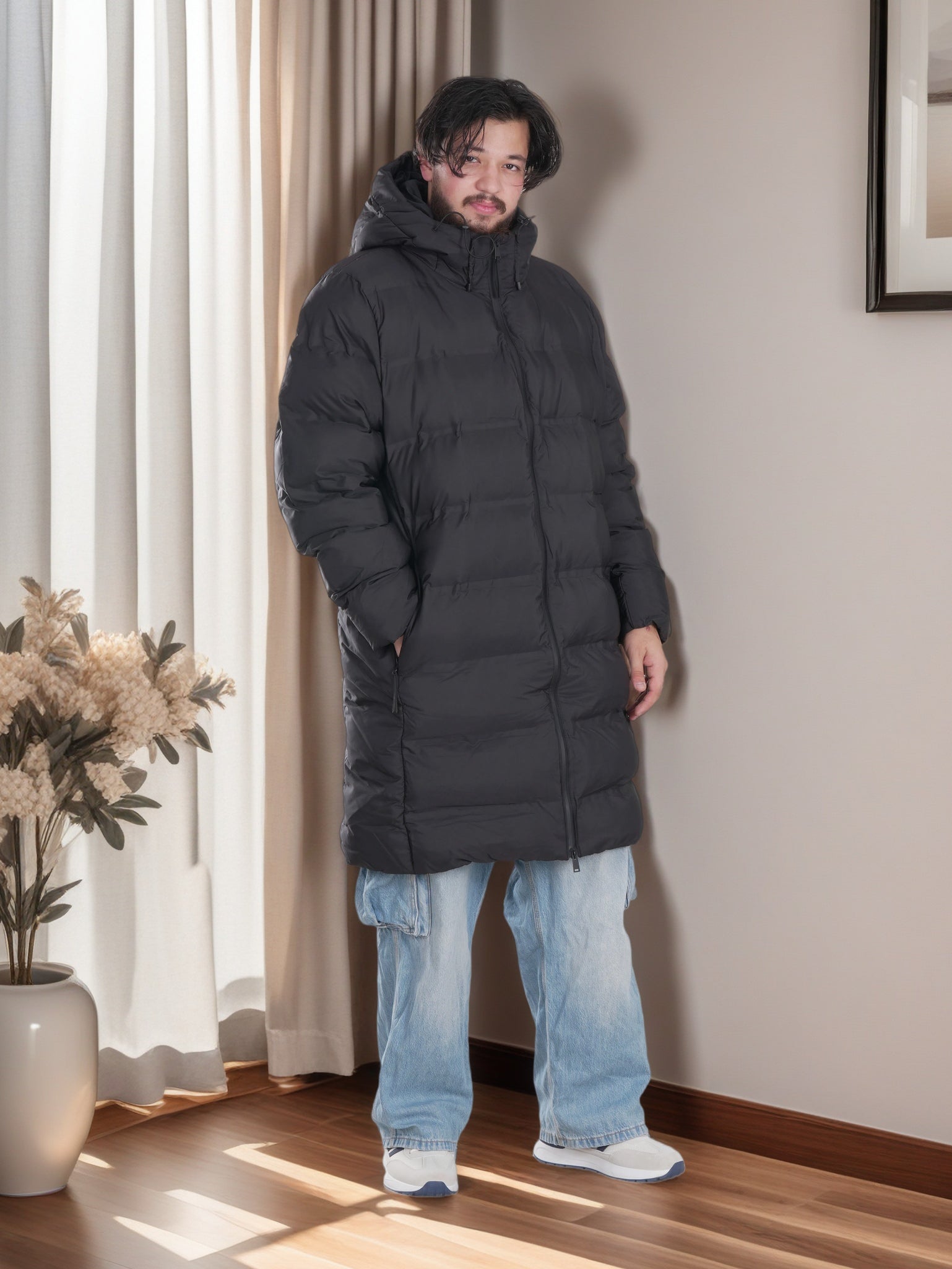 Mens Winter Long Puffer Jacket