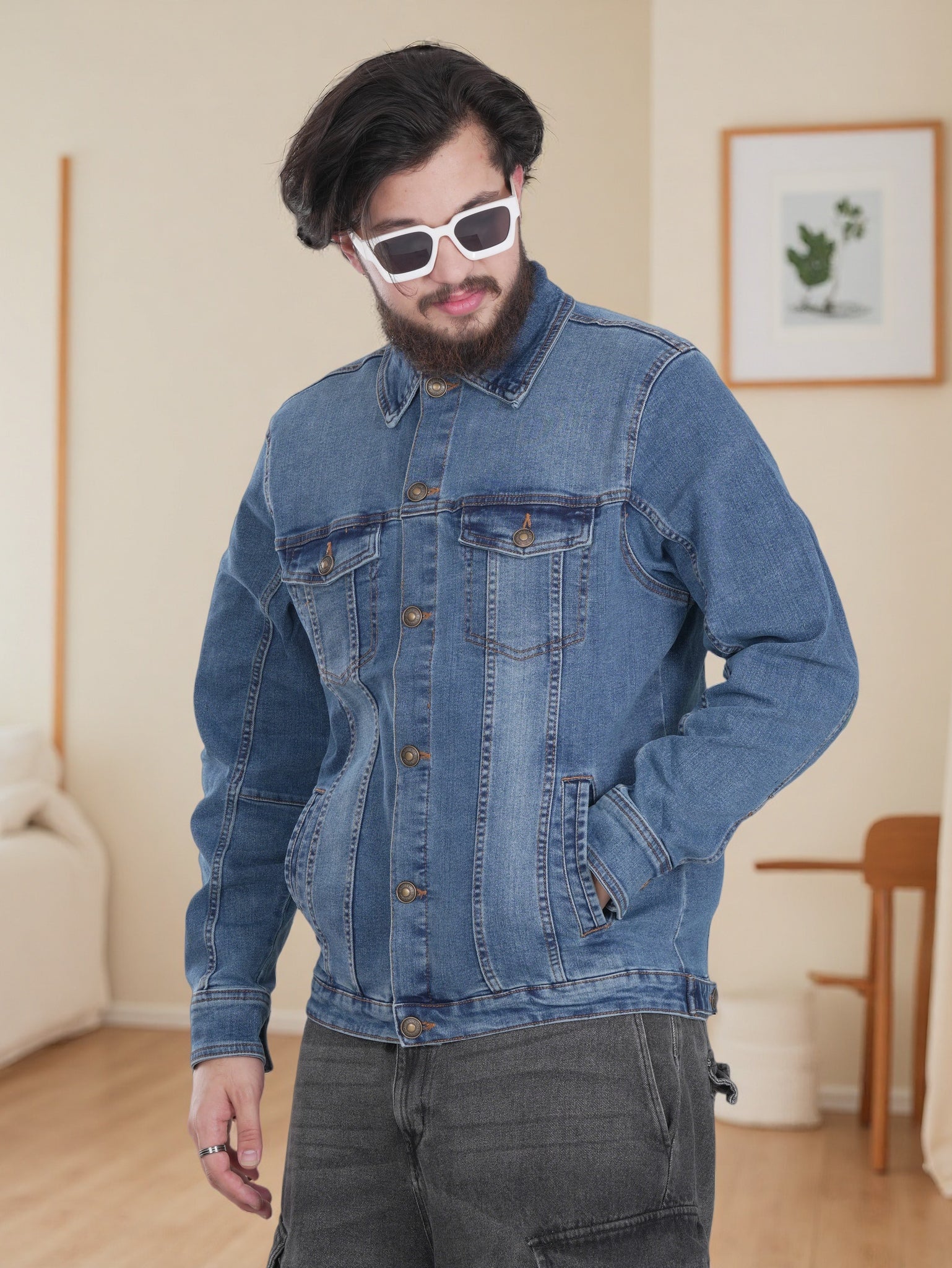 Mens Blue Denim Jacket - Regular Fit