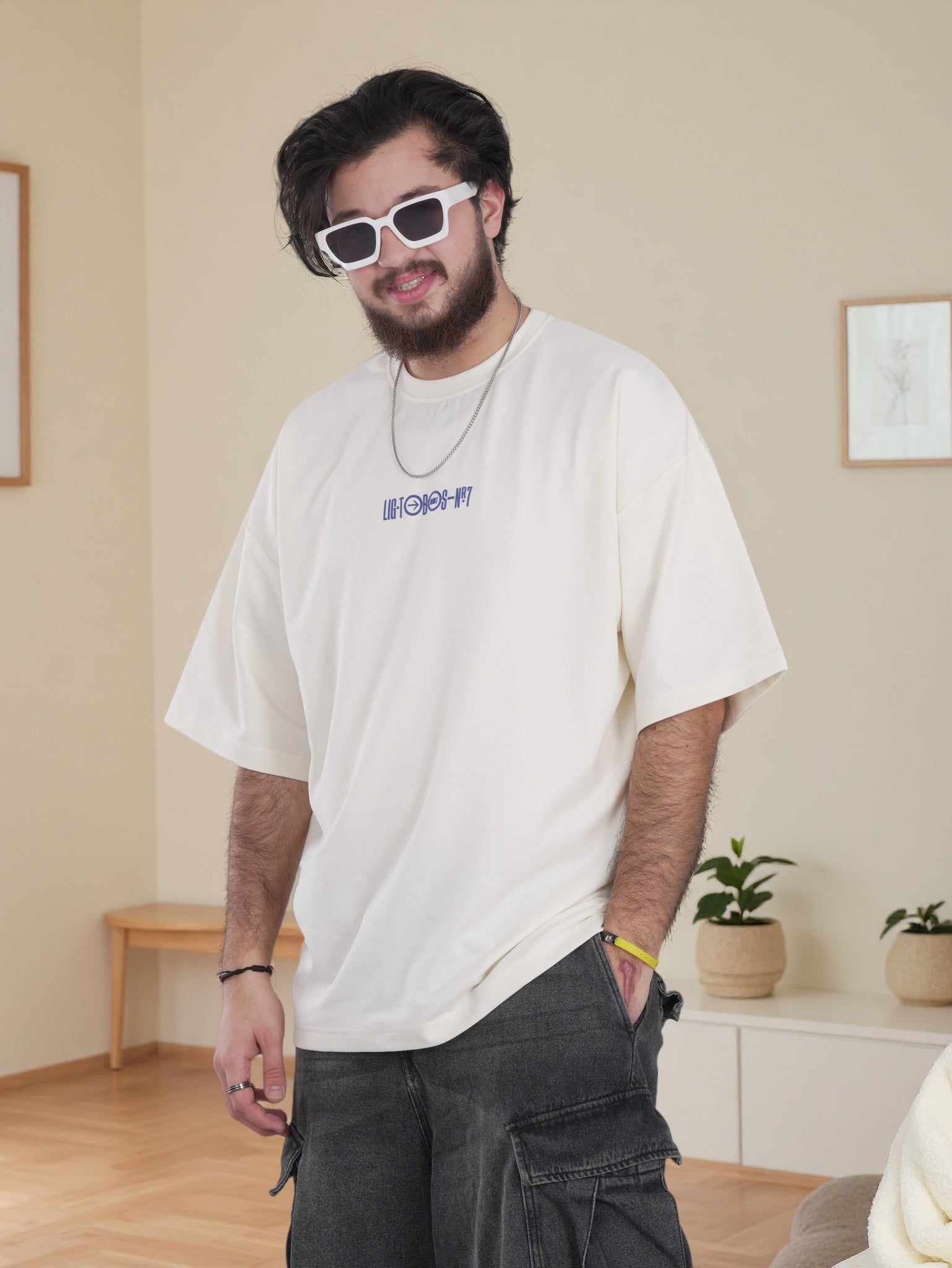 Men’s Oversized Graphic Shirt – Back  Print, Minimal Front Design