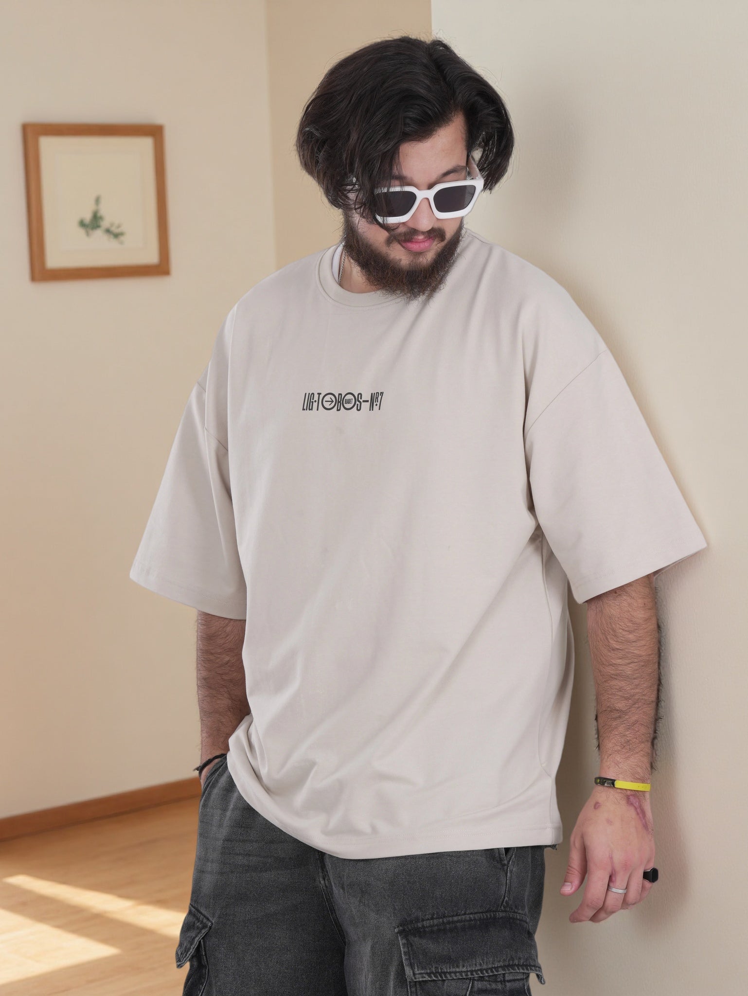 Men’s Oversized Graphic Shirt – Back  Print, Minimal Front Design