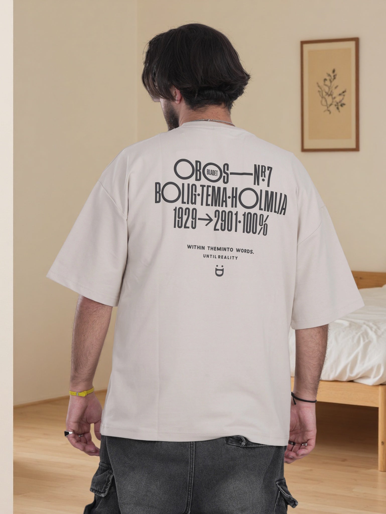 Men’s Oversized Graphic Shirt – Back  Print, Minimal Front Design