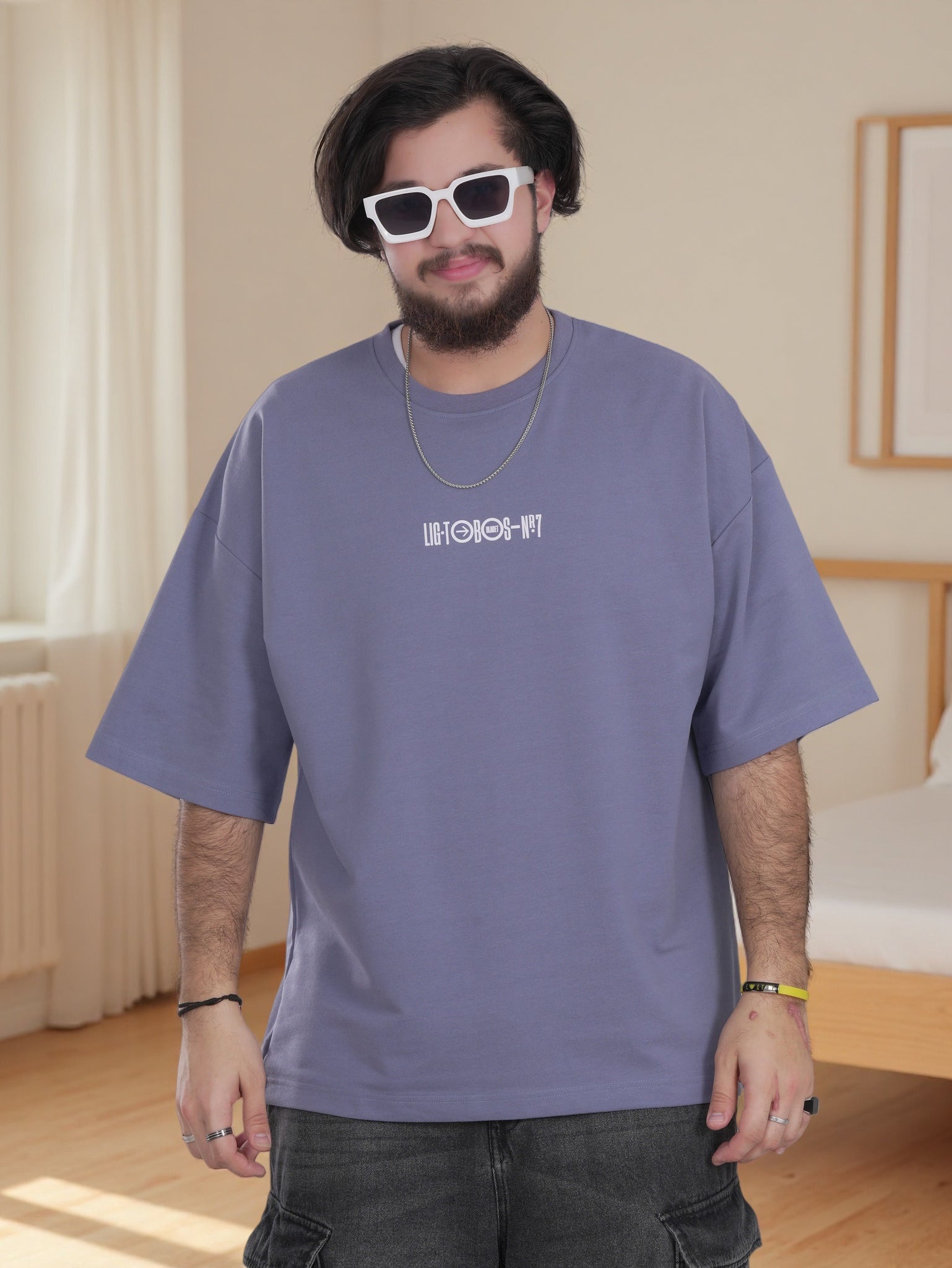 Men’s Oversized Graphic Shirt – Back  Print, Minimal Front Design