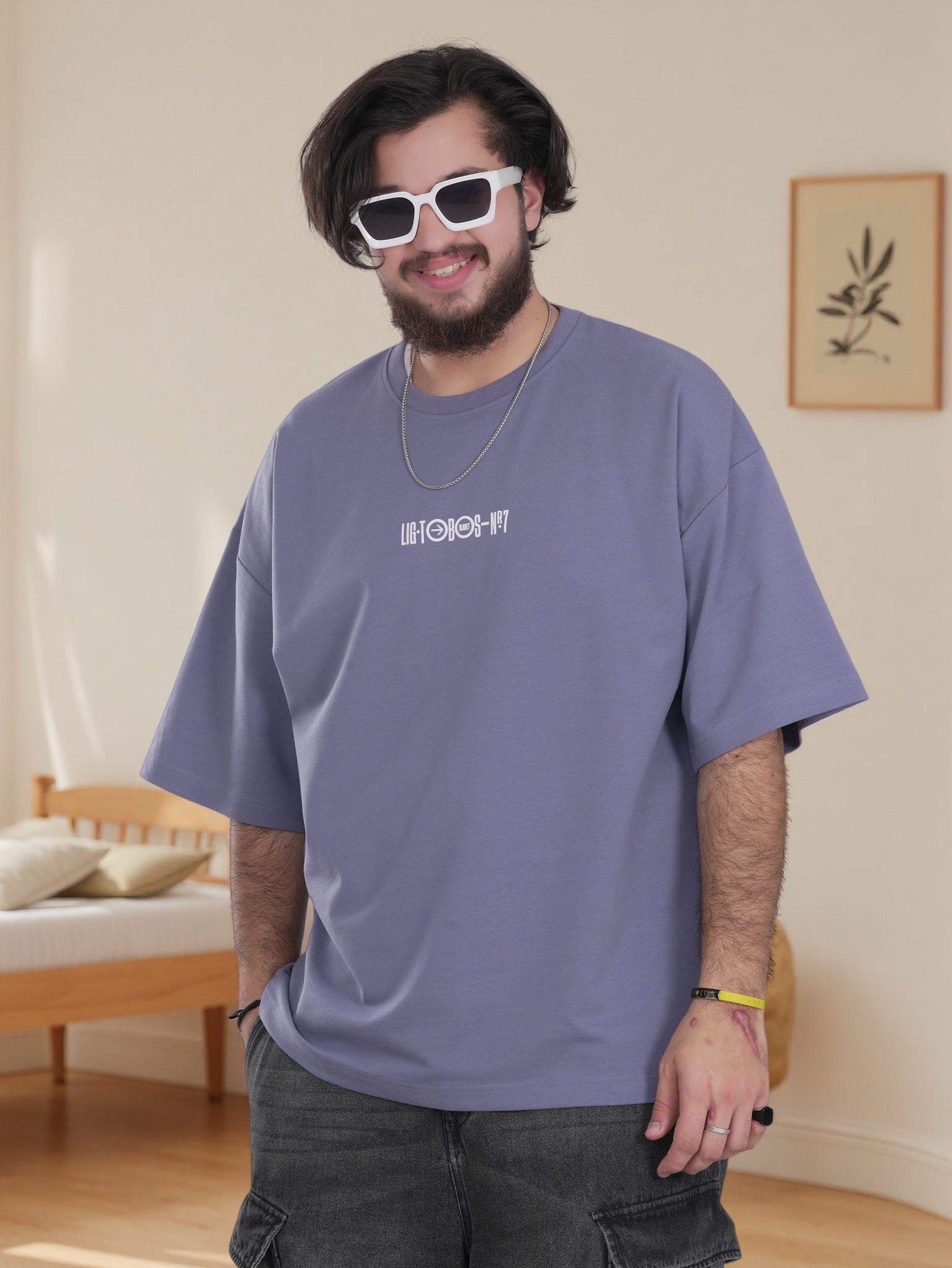 Men’s Oversized Graphic Shirt – Back  Print, Minimal Front Design