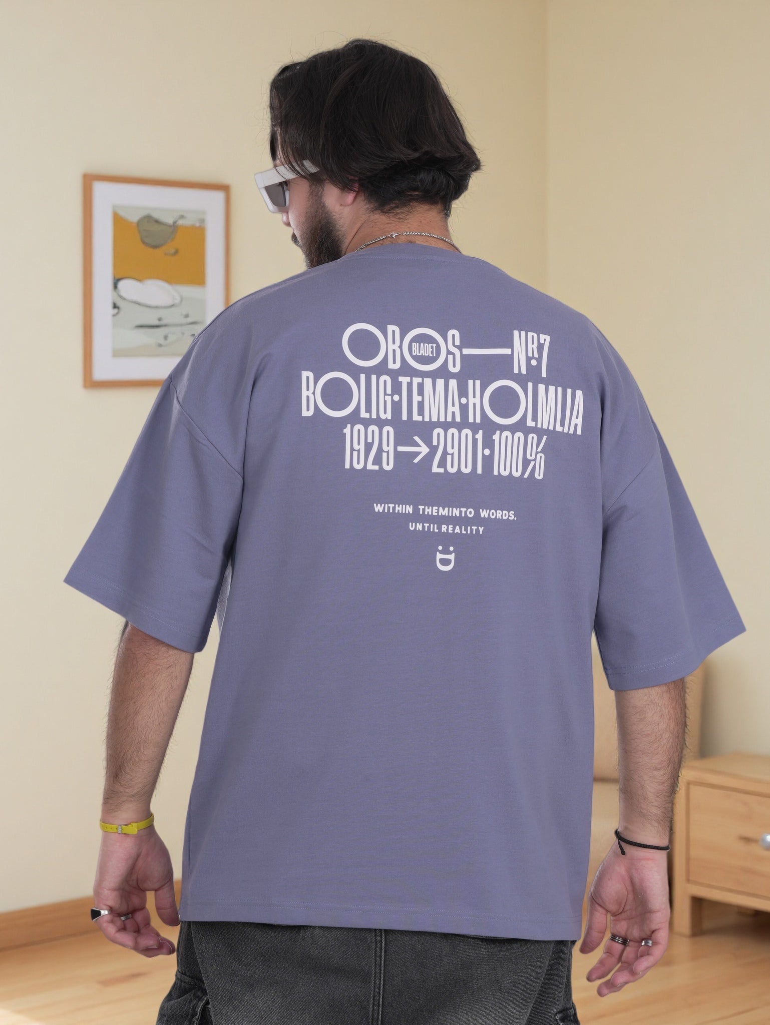 Men’s Oversized Graphic Shirt – Back  Print, Minimal Front Design