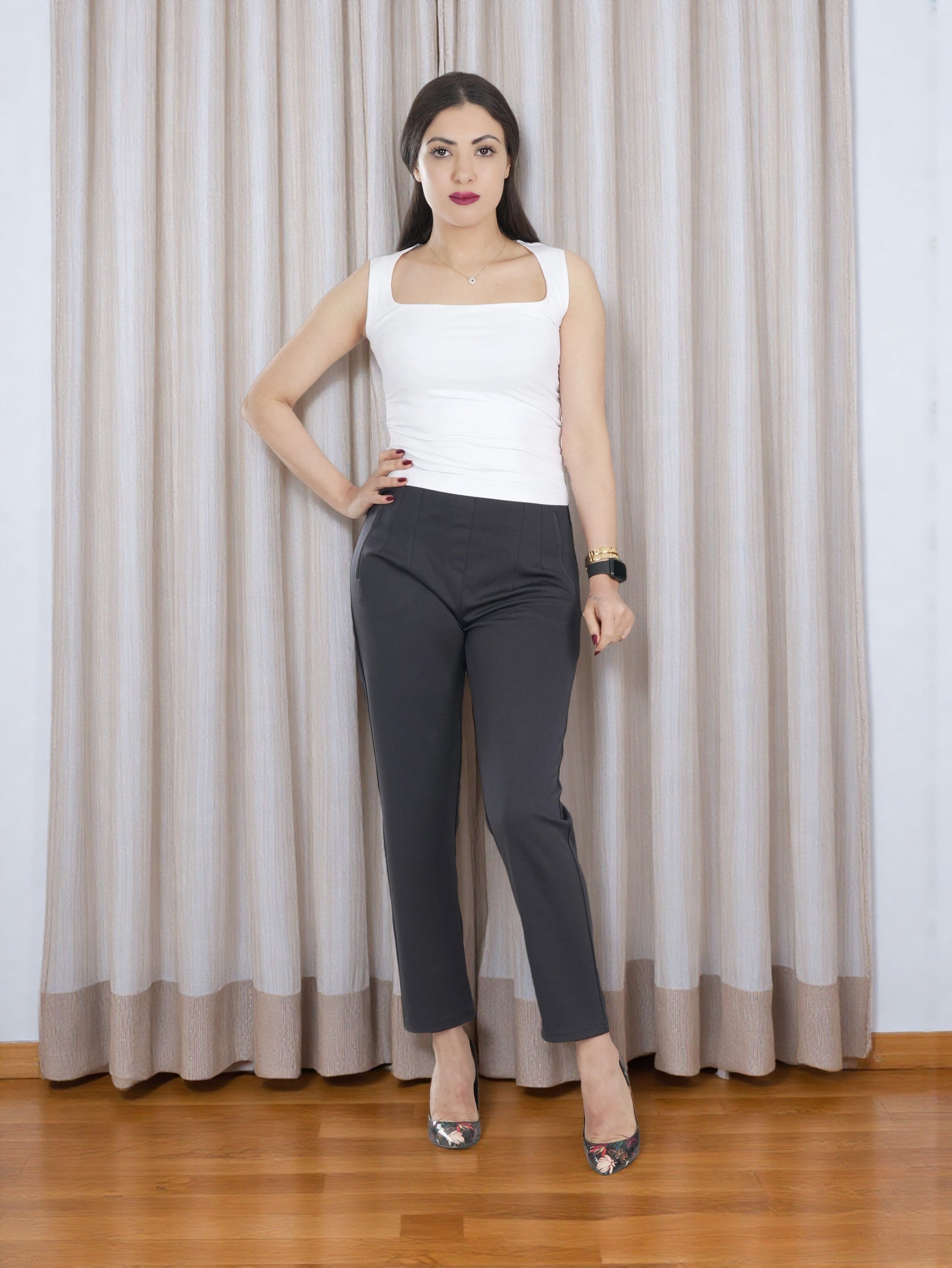 High-Waist Straight Fit Women’s Pants – Elegant Office & Casual Wear
