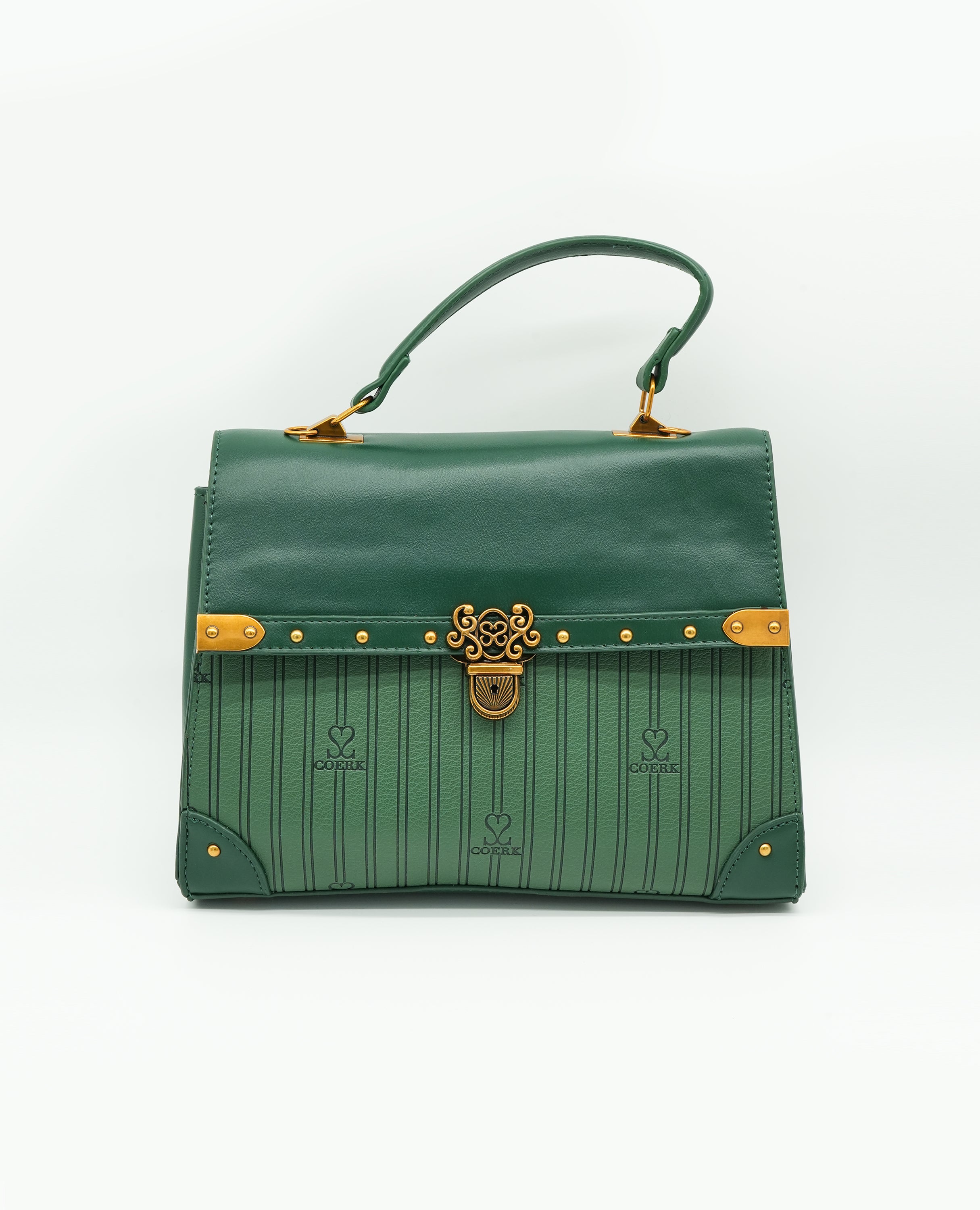 Vintage-Inspired Faux Leather Handbag – Elegant Satchel Purse with Gold Accents - FineLook