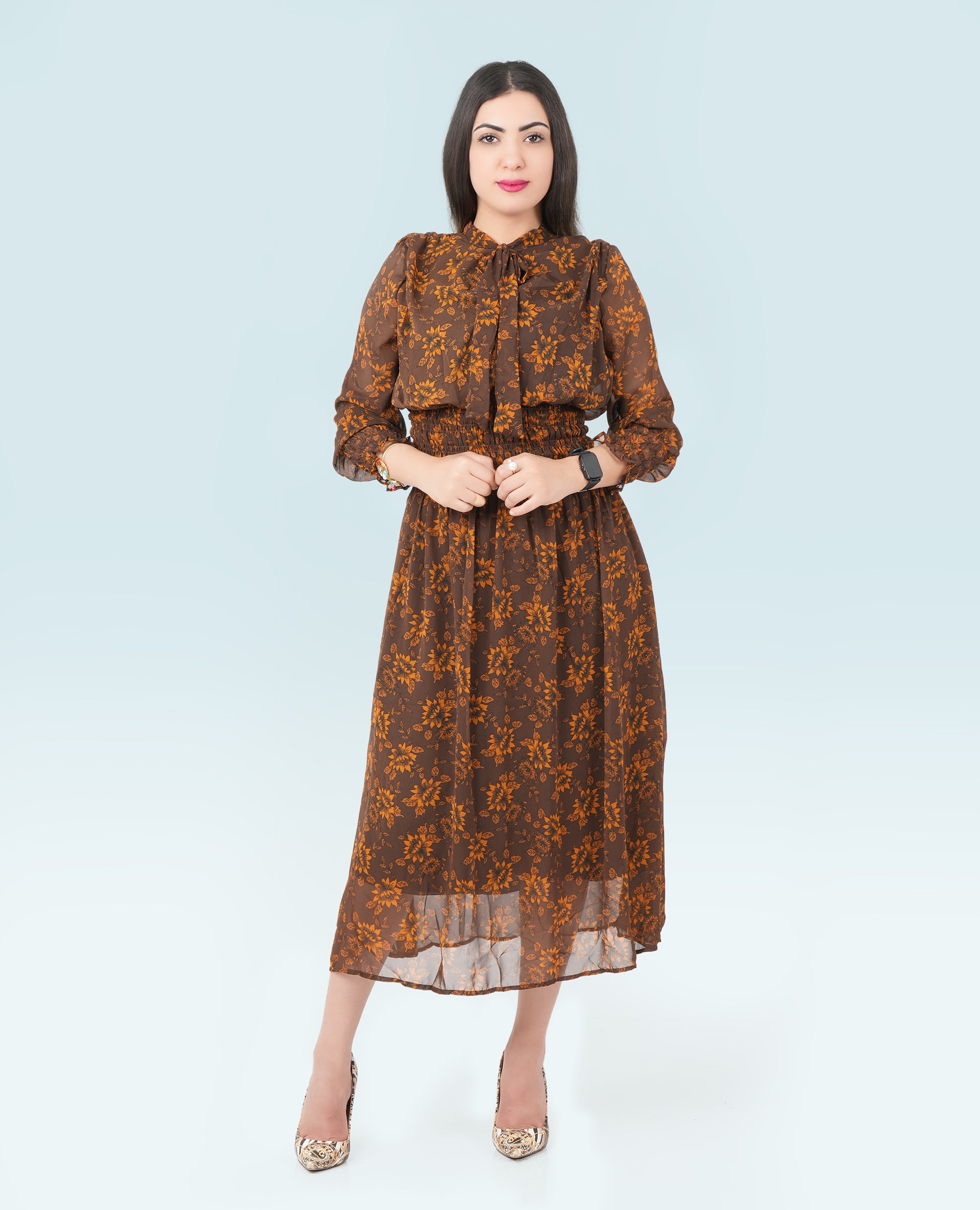 Floral Long Sleeve Maxi Dress - Finelook - FineLook