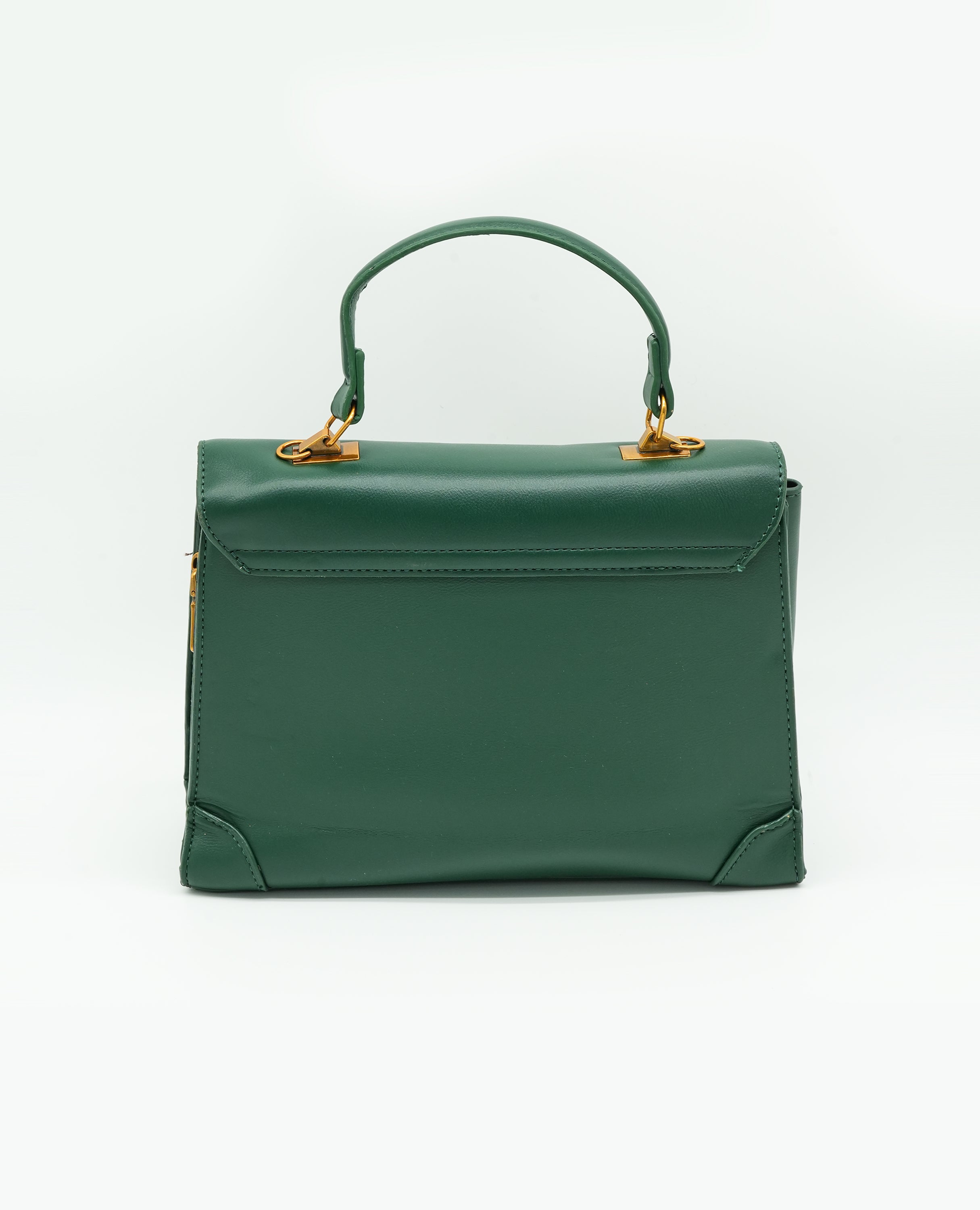Vintage-Inspired Faux Leather Handbag – Elegant Satchel Purse with Gold Accents - FineLook