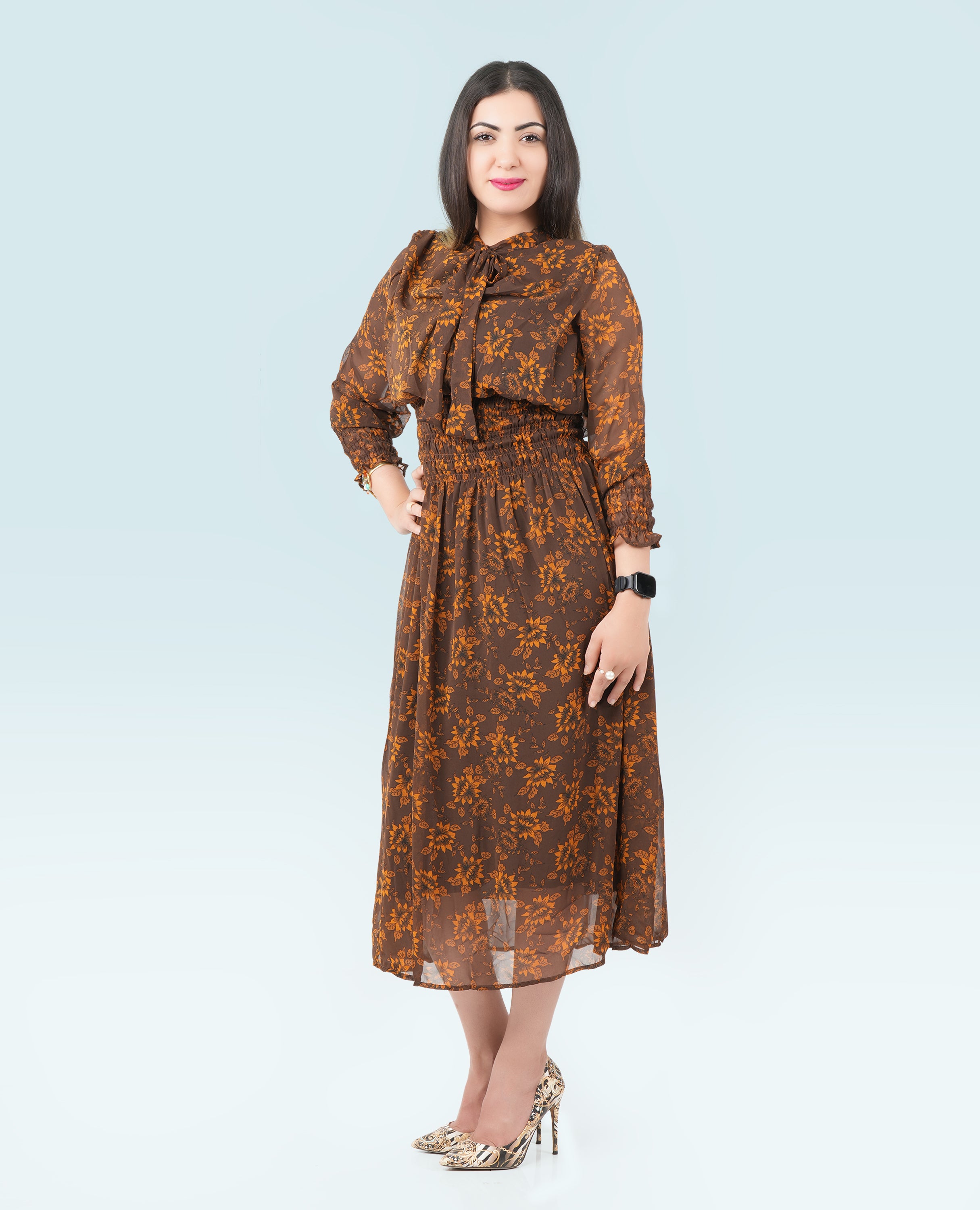 Floral Long Sleeve Maxi Dress - Finelook