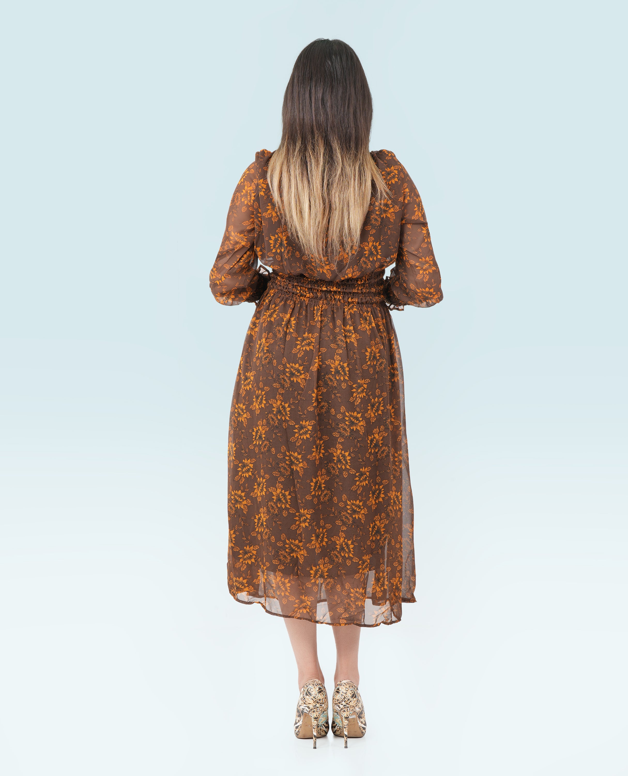 Floral Long Sleeve Maxi Dress - Finelook