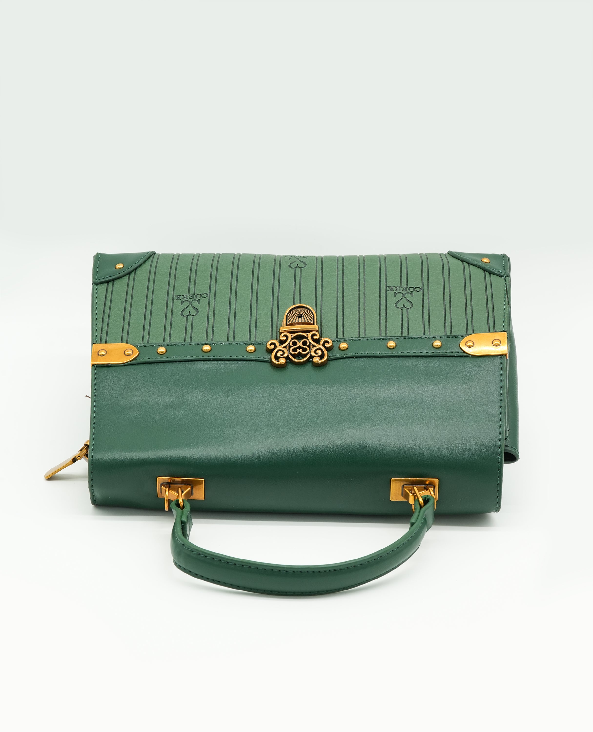Vintage-Inspired Faux Leather Handbag – Elegant Satchel Purse with Gold Accents - FineLook