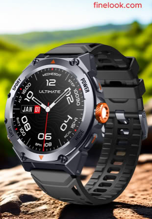 Finelook Premium Round AMOLED Smartwatch – 2025 Model | Waterproof | Android / IOS |  E-SIM | Health Tracking
