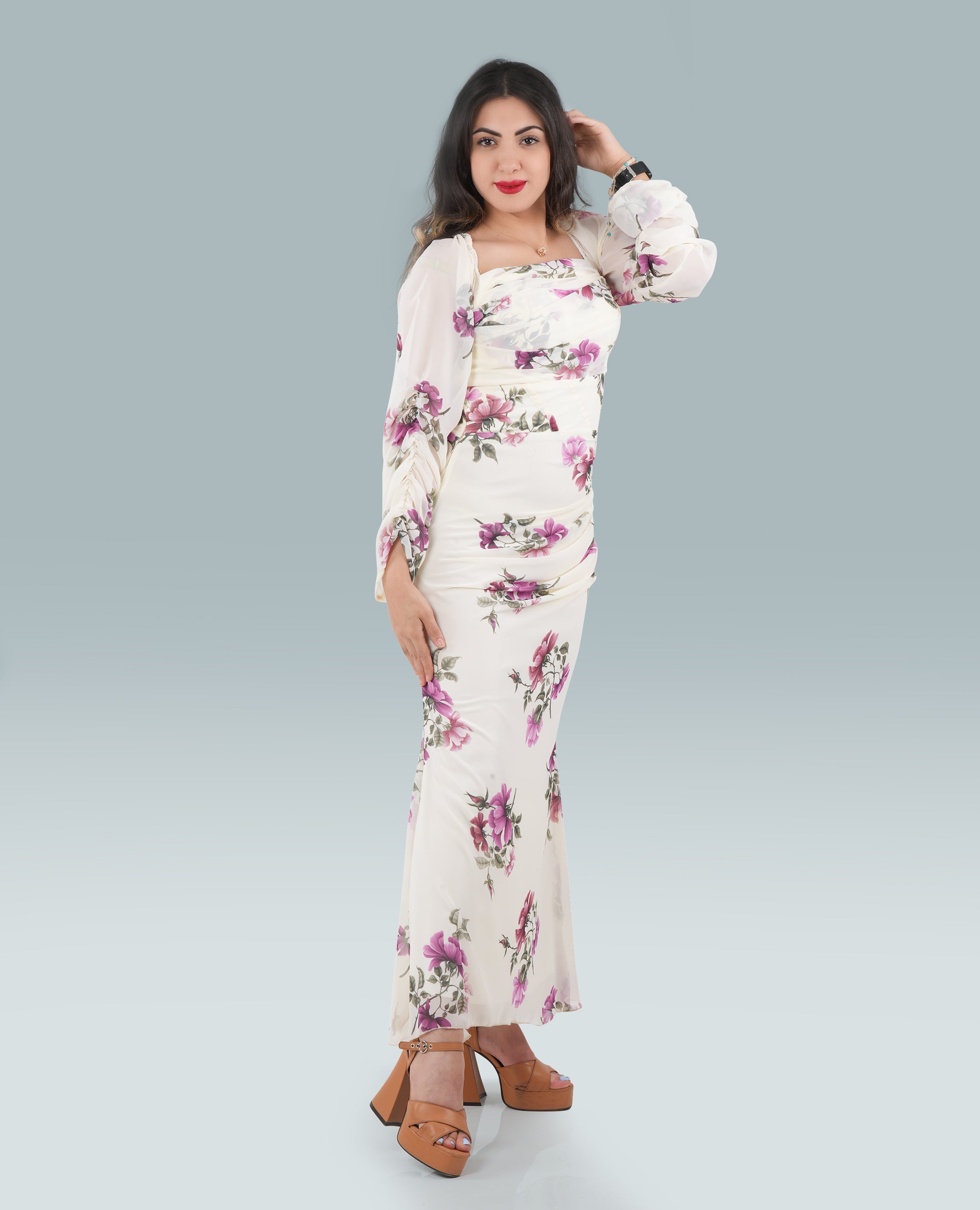 Elegant Floral Print Dress – Flowy & Feminine - FineLook