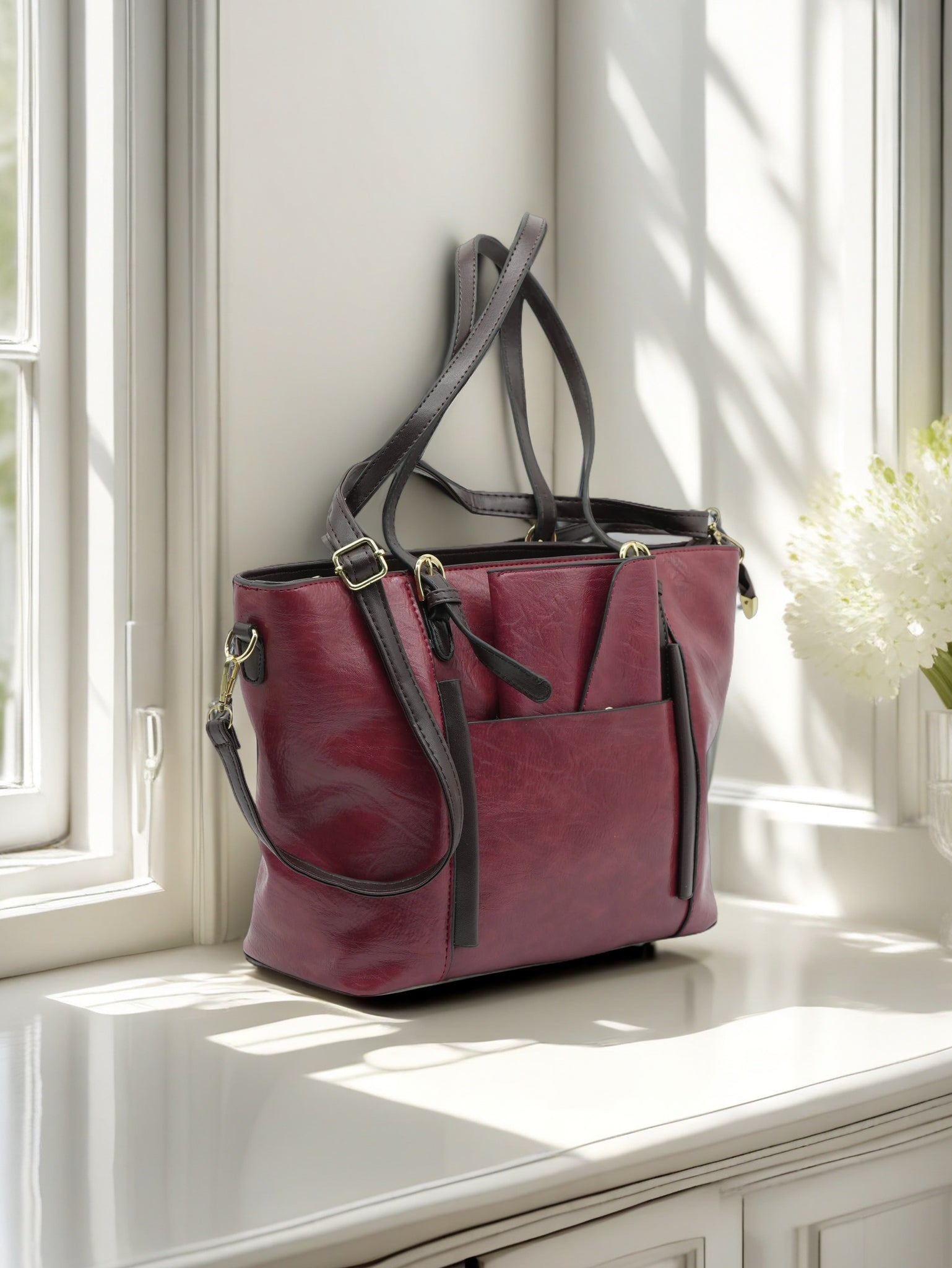 Women Handbag with matching wallet and Detachable strap