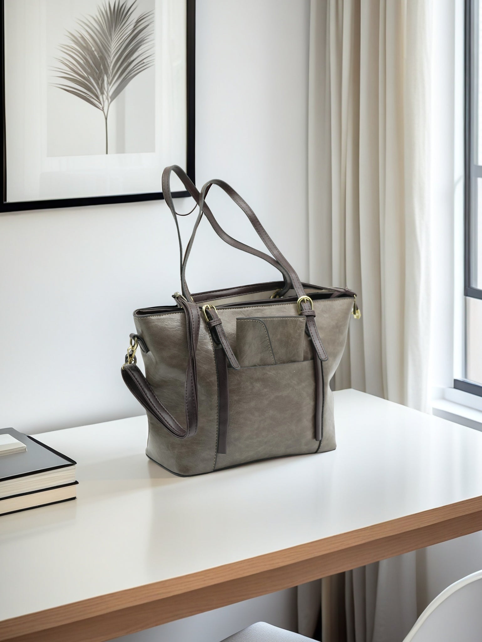 Women Handbag with matching wallet and Detachable strap