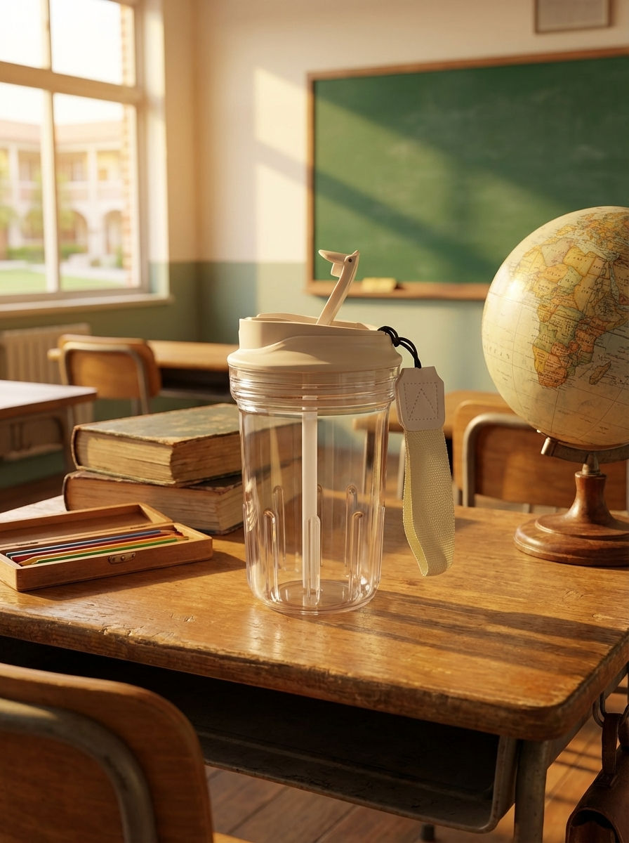 Kids Water Bottle with Straw & Strap – Leakproof Portable Drinking Bottle | Fine Look