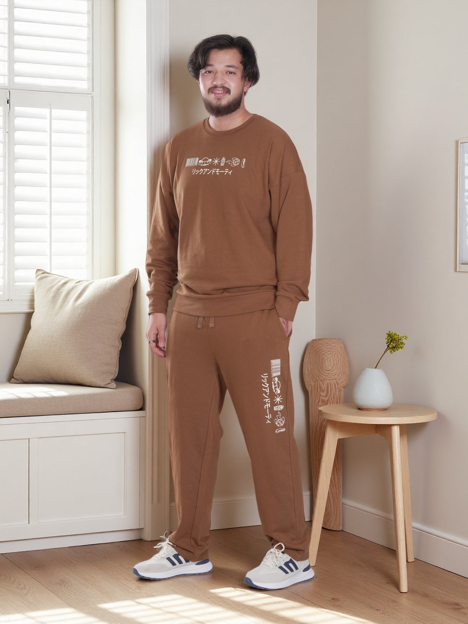 Men’s Rick & Morty Printed Fleece Tracksuit – Sweatshirt & Jogger Set