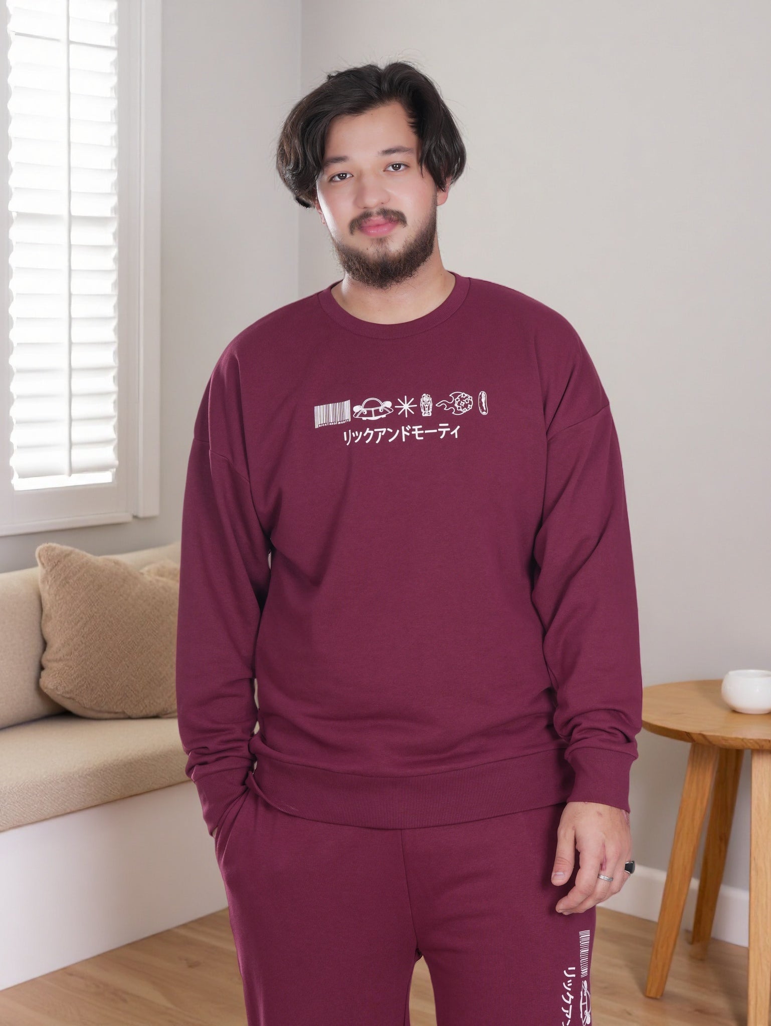 Men’s Rick & Morty Printed Fleece Tracksuit – Sweatshirt & Jogger Set