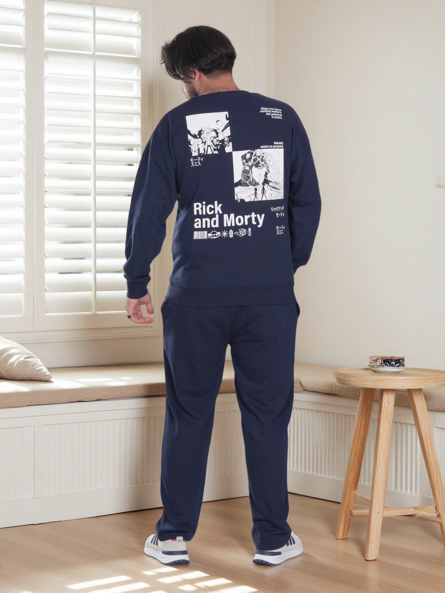 Men’s Rick & Morty Printed Fleece Tracksuit – Sweatshirt & Jogger Set