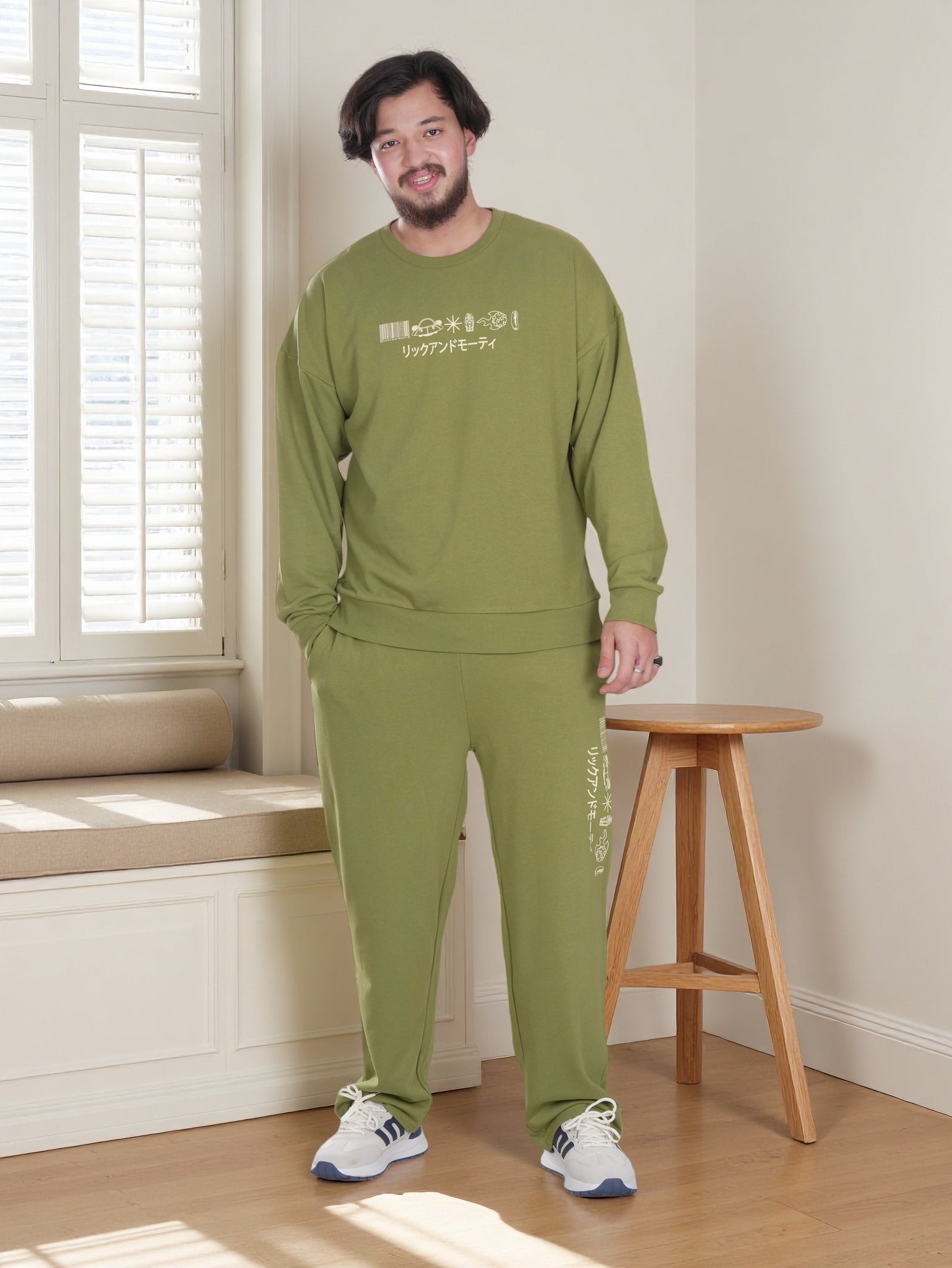 Men’s Rick & Morty Printed Fleece Tracksuit – Sweatshirt & Jogger Set