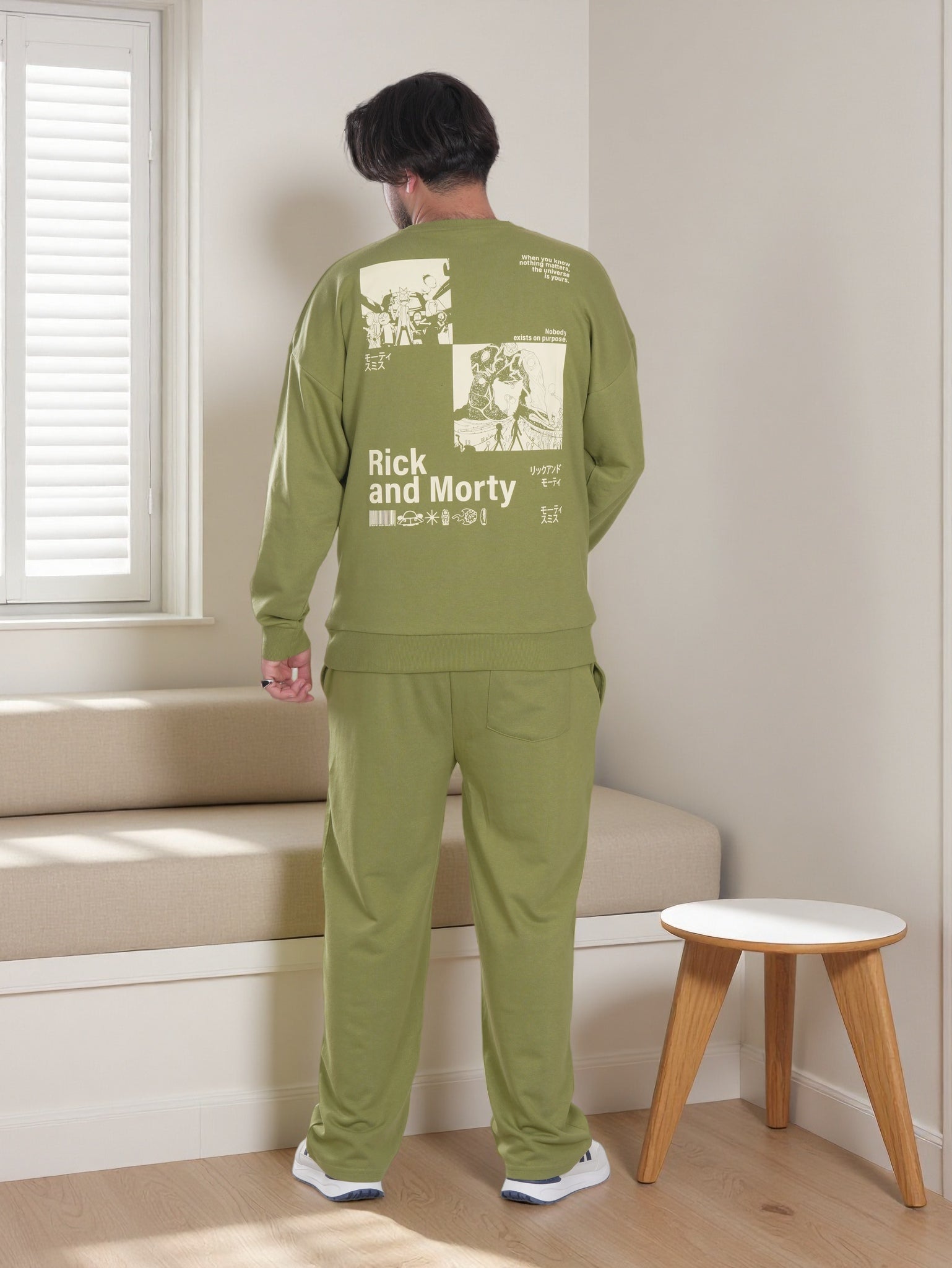 Men’s Rick & Morty Printed Fleece Tracksuit – Sweatshirt & Jogger Set