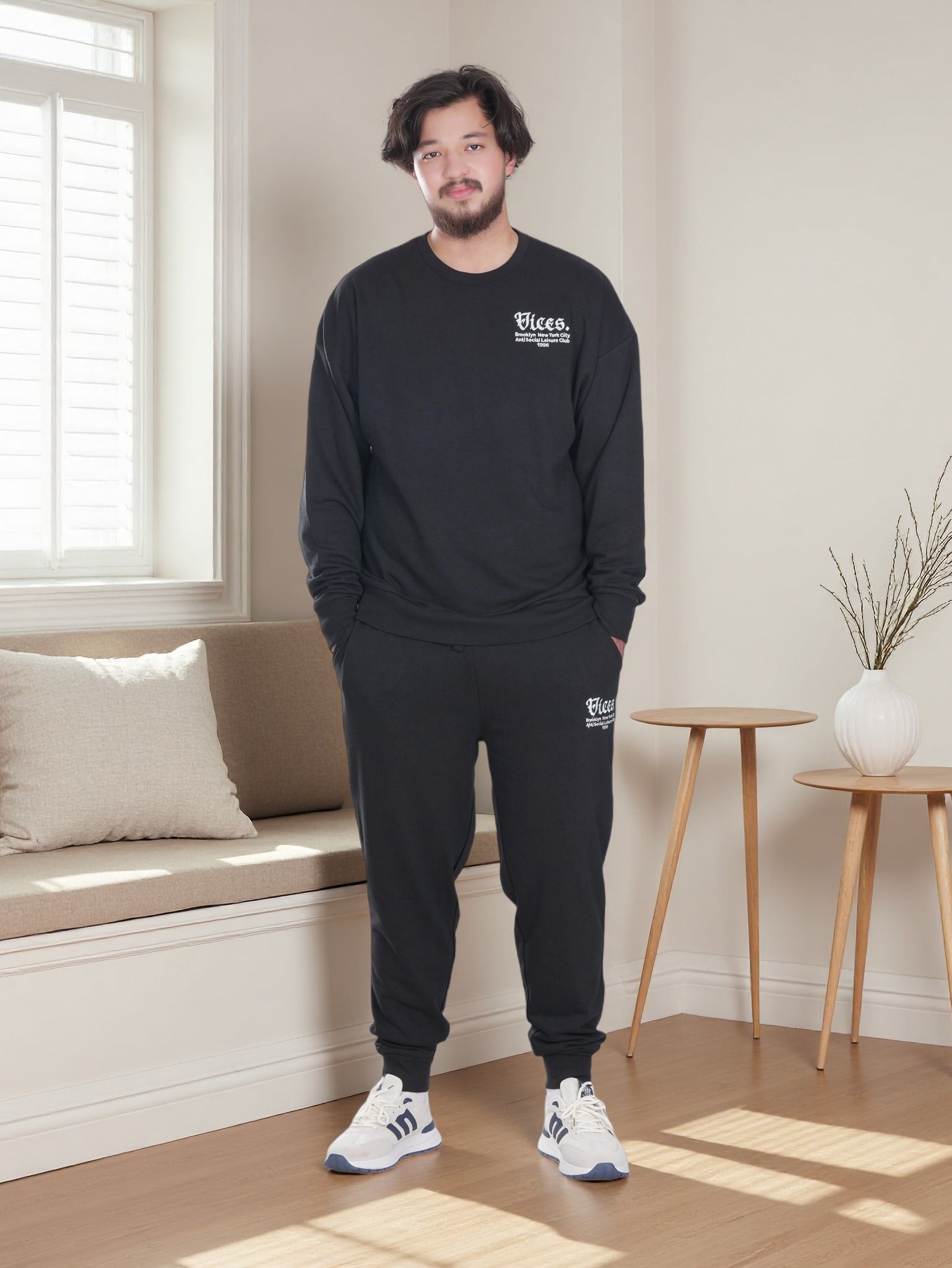 Men’s Vices Graphic Sweatshirt & Joggers Set – Soft Fleece Tracksuit