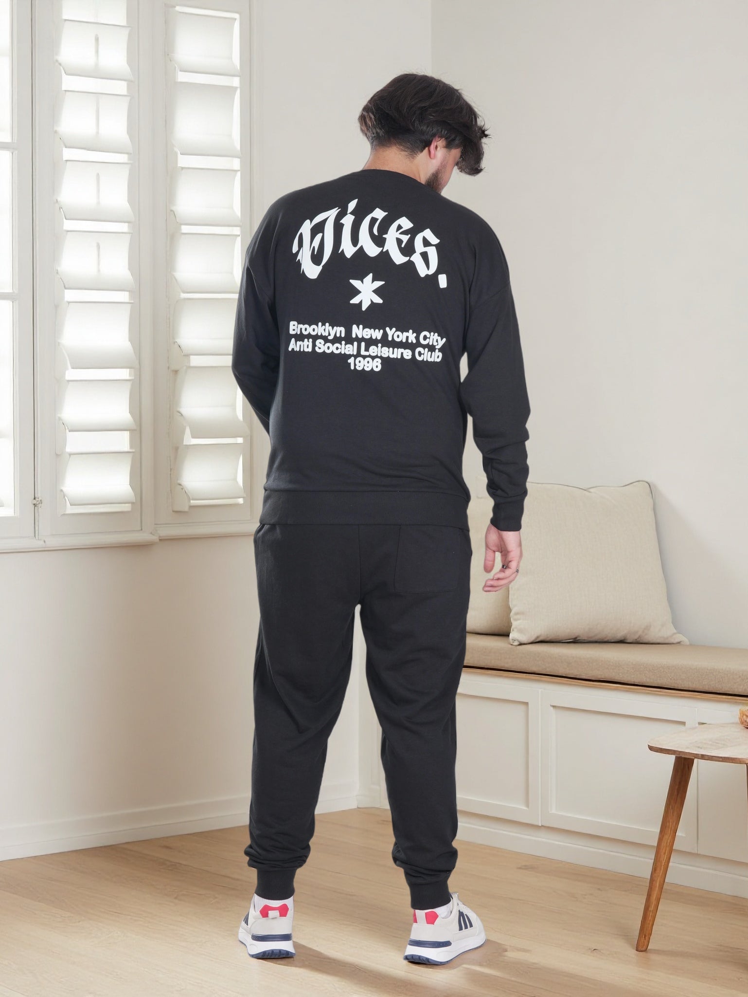 Men’s Vices Graphic Sweatshirt & Joggers Set – Soft Fleece Tracksuit