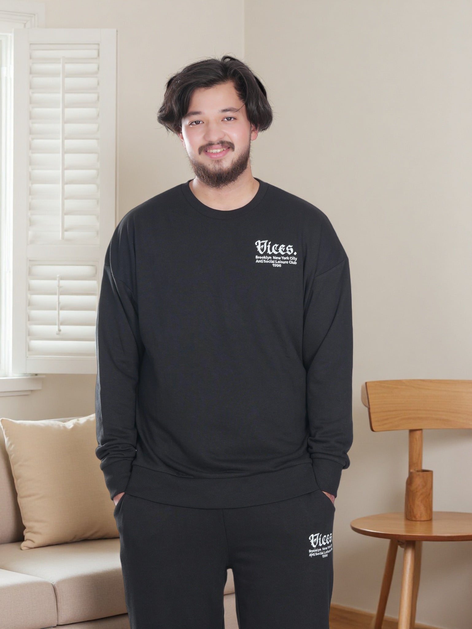 Men’s Vices Graphic Sweatshirt & Joggers Set – Soft Fleece Tracksuit