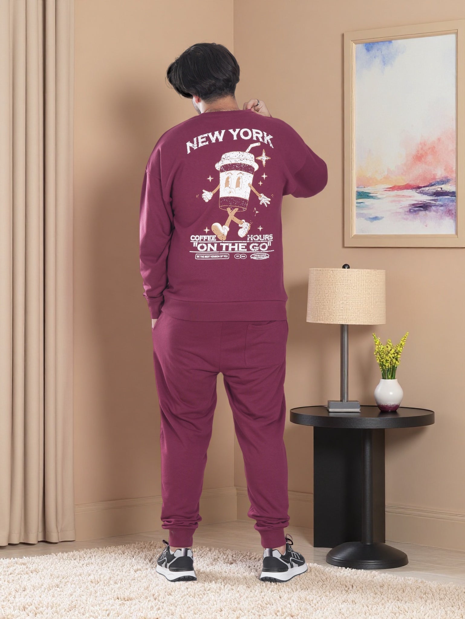 Men’s New York Printed Fleece Tracksuit – Winter Sweatshirt & Joggers