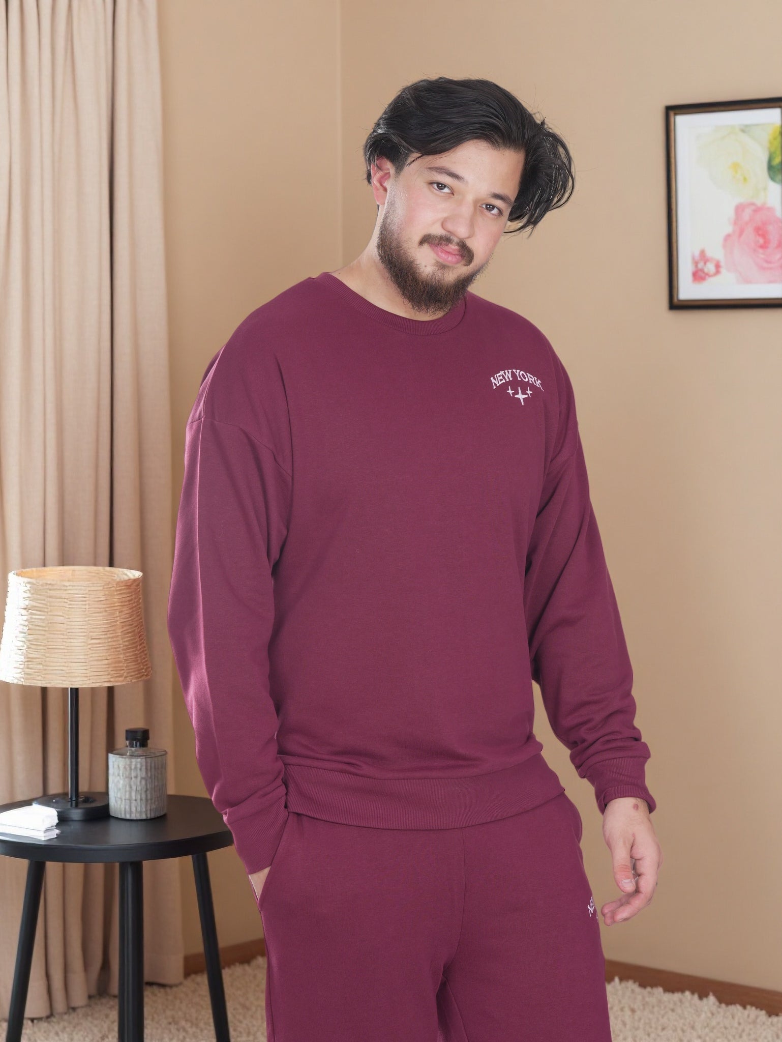 Men’s New York Printed Fleece Tracksuit – Winter Sweatshirt & Joggers