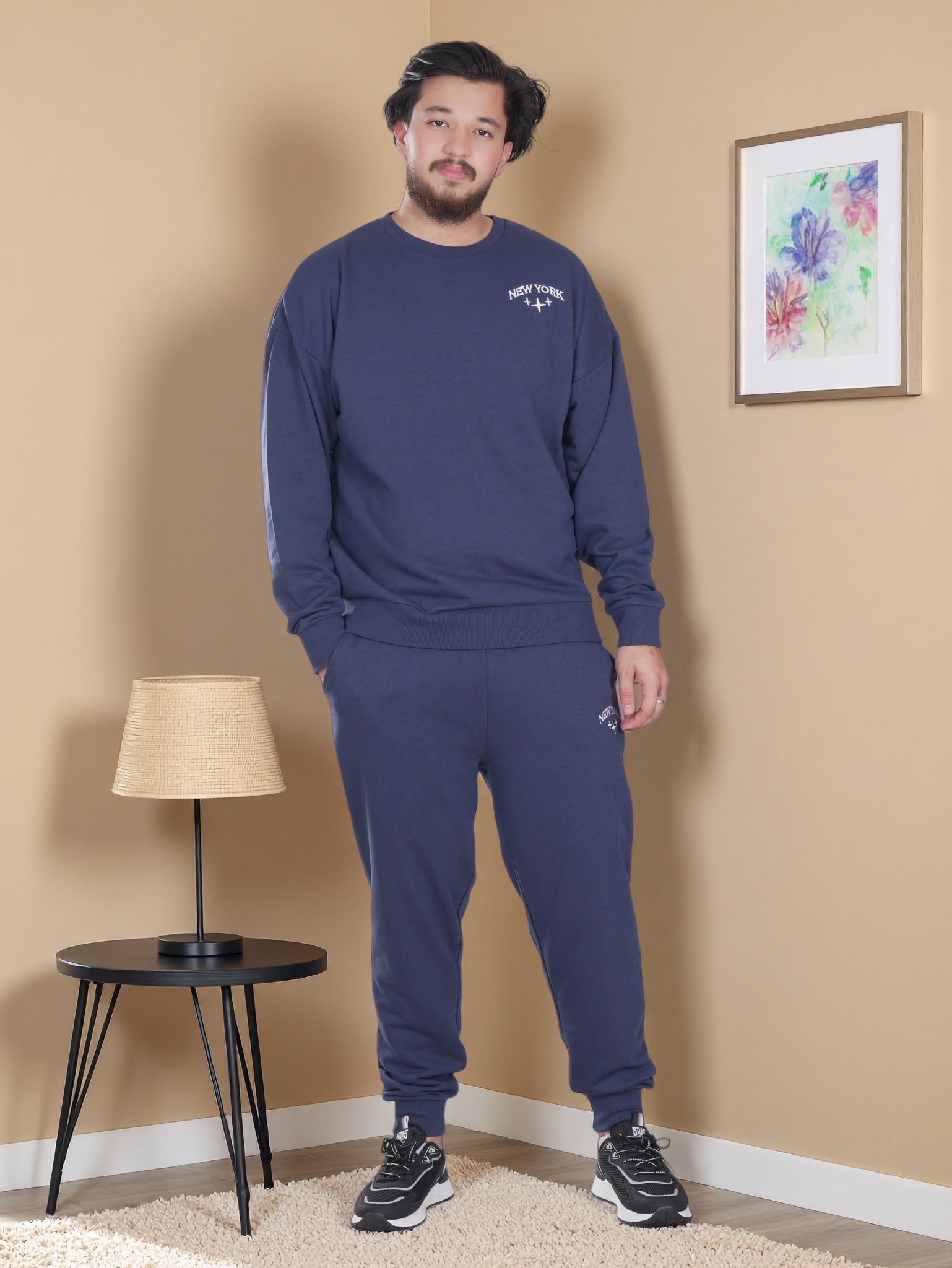 Men’s New York Printed Fleece Tracksuit – Winter Sweatshirt & Joggers
